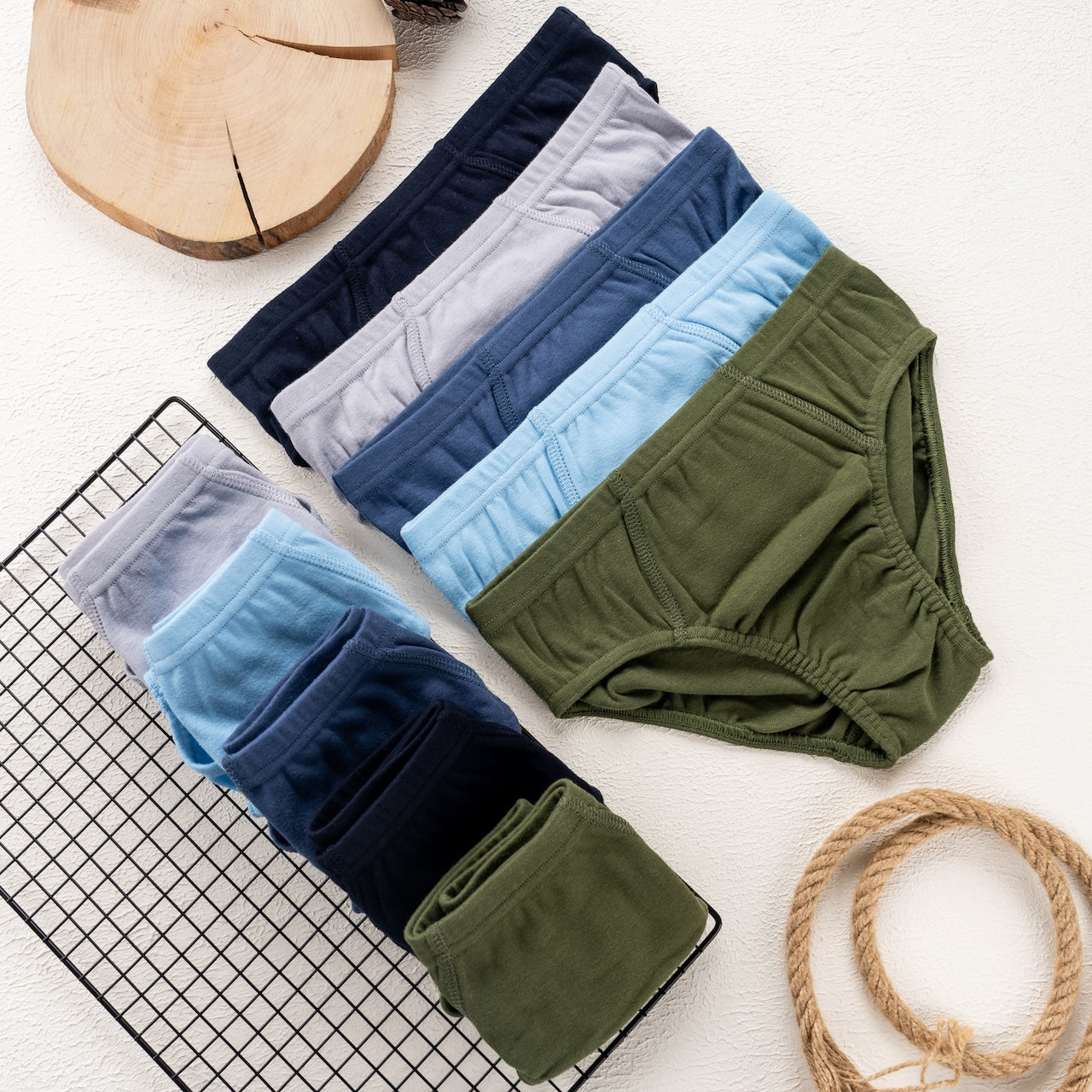 10er Set Jungen Slips 100% Baumwolle - Basics - Bunt