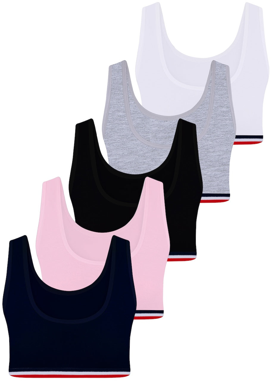5er Set Mädchen Bustier - Streifen - Bunt