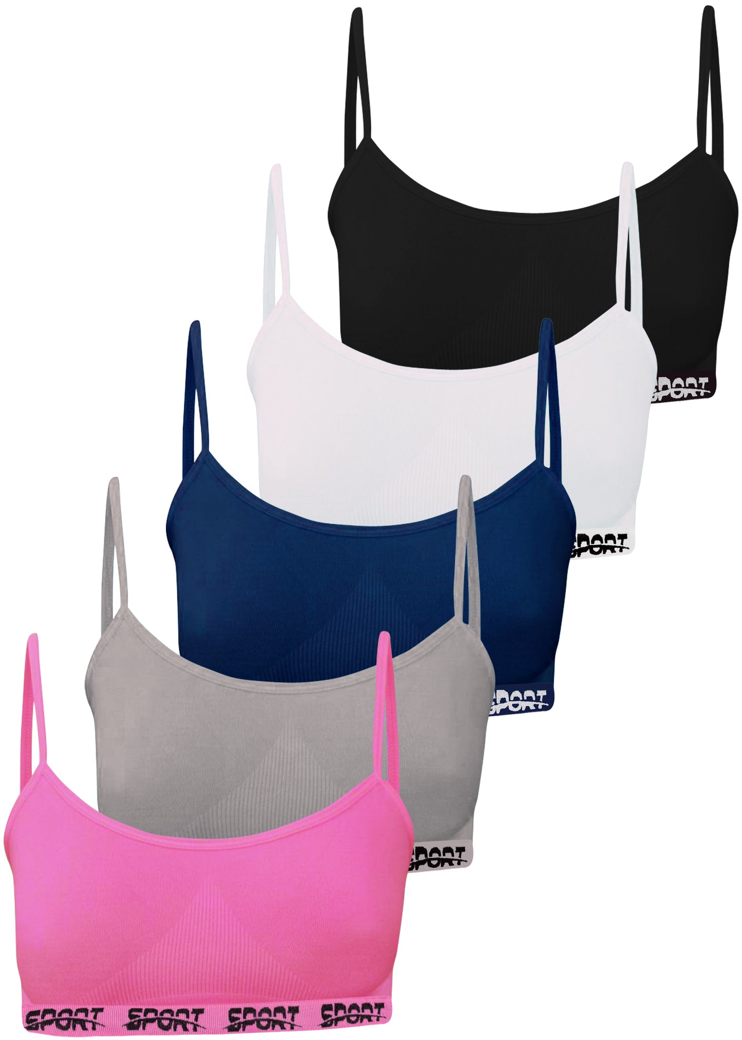 5er Set Mädchen Bustier - Sport Mikrofaser - Bunt