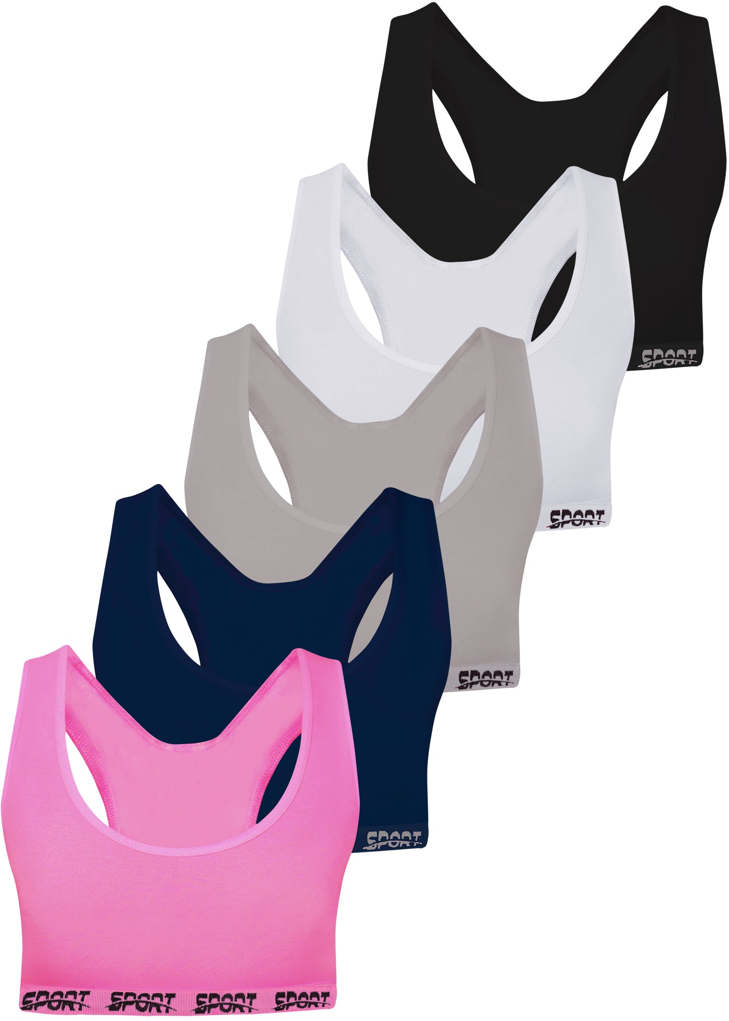 5er Set Mädchen Bustier - Sport Mikrofaser - Bunt