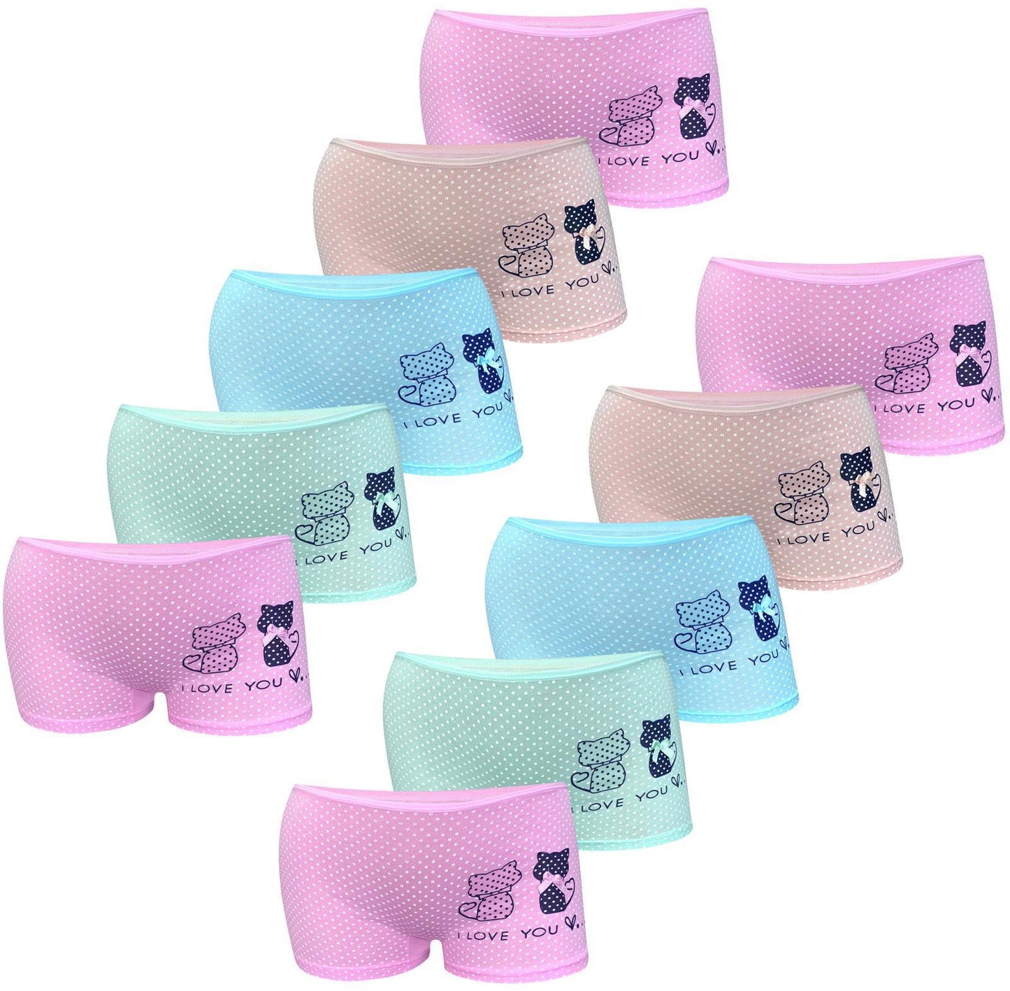 10er Set Mädchen Pantys - Katze - Mehrfarbig