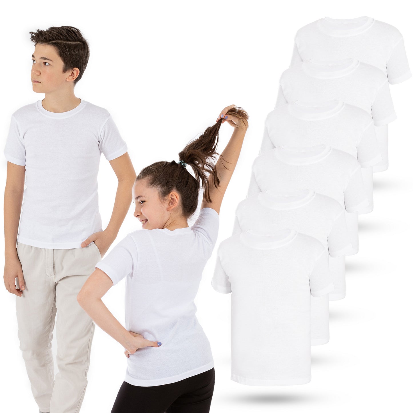Jungen & Mädchen Unterhemden Kurzarm Shirt - T-Shirt 100% Baumwolle Unterwäsche