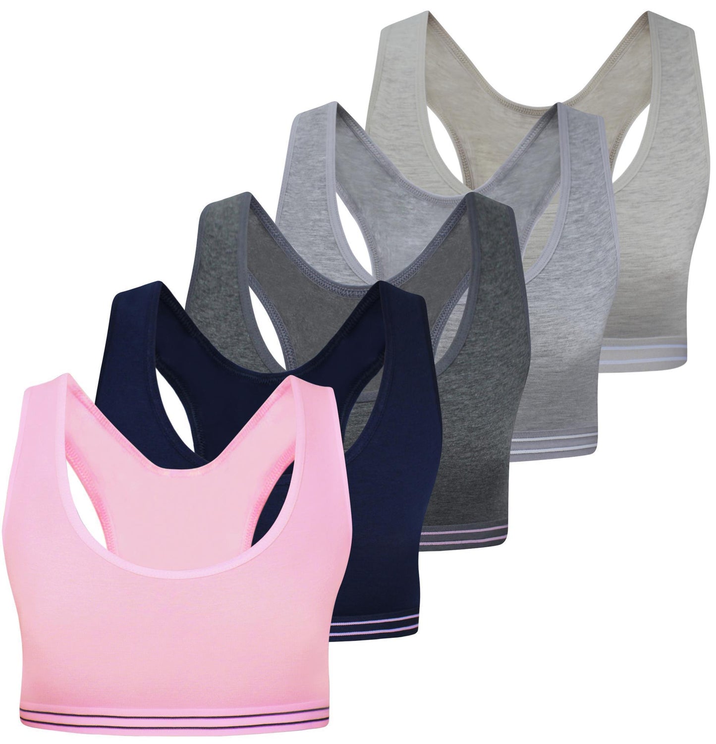 5er Set Mädchen Bustier BH - Streifen - Bunt