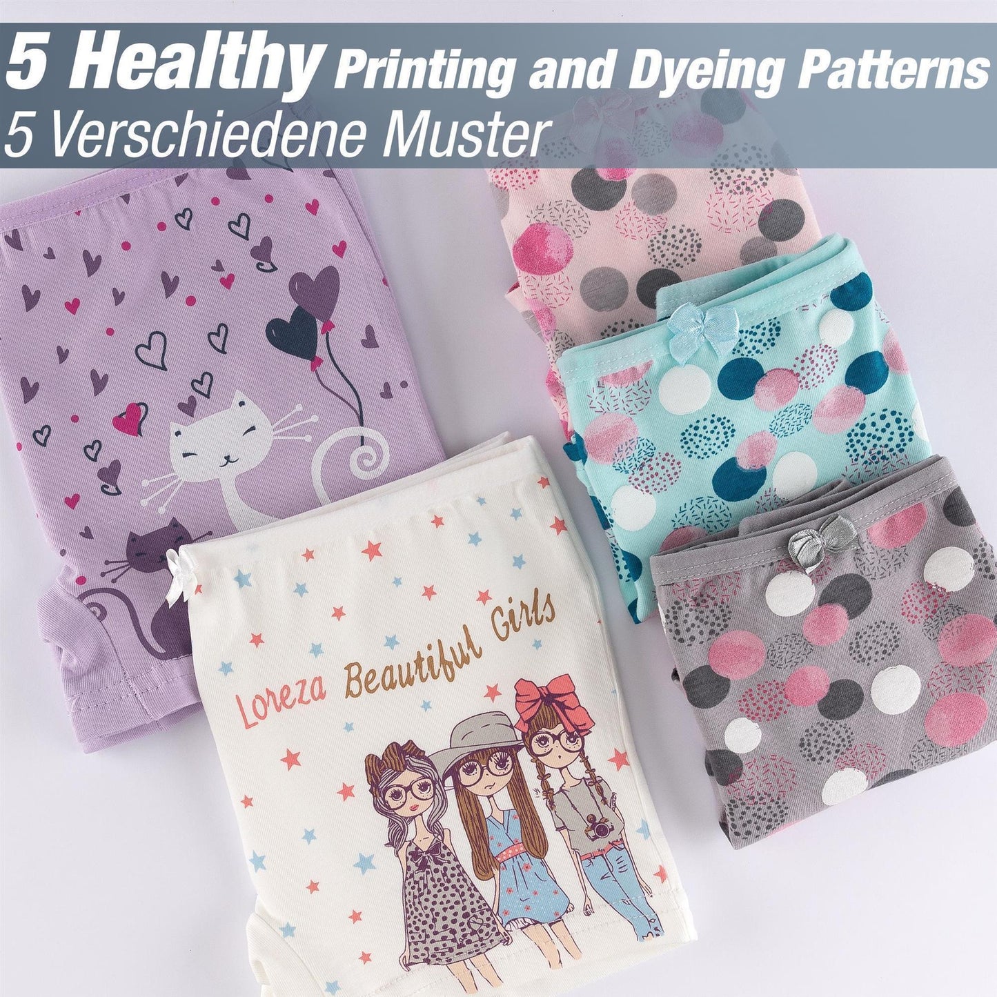 10er Set Mädchen Pantys - Punkte Sterne - Bunt