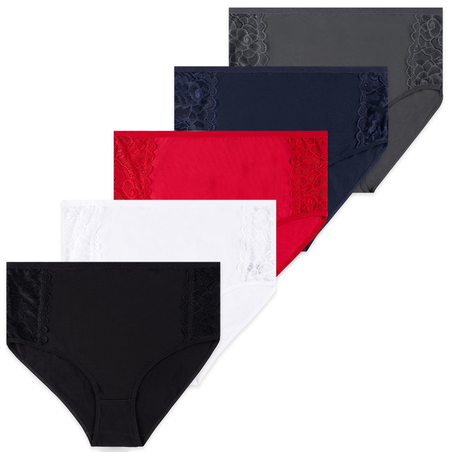 5er Set Taillen Slips - Spitze - Bunt