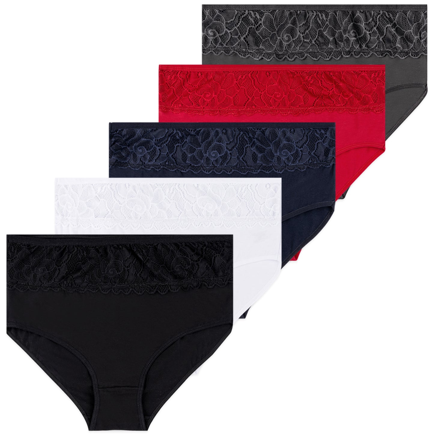 5er Set Taillen Slips - Spitze - Bunt