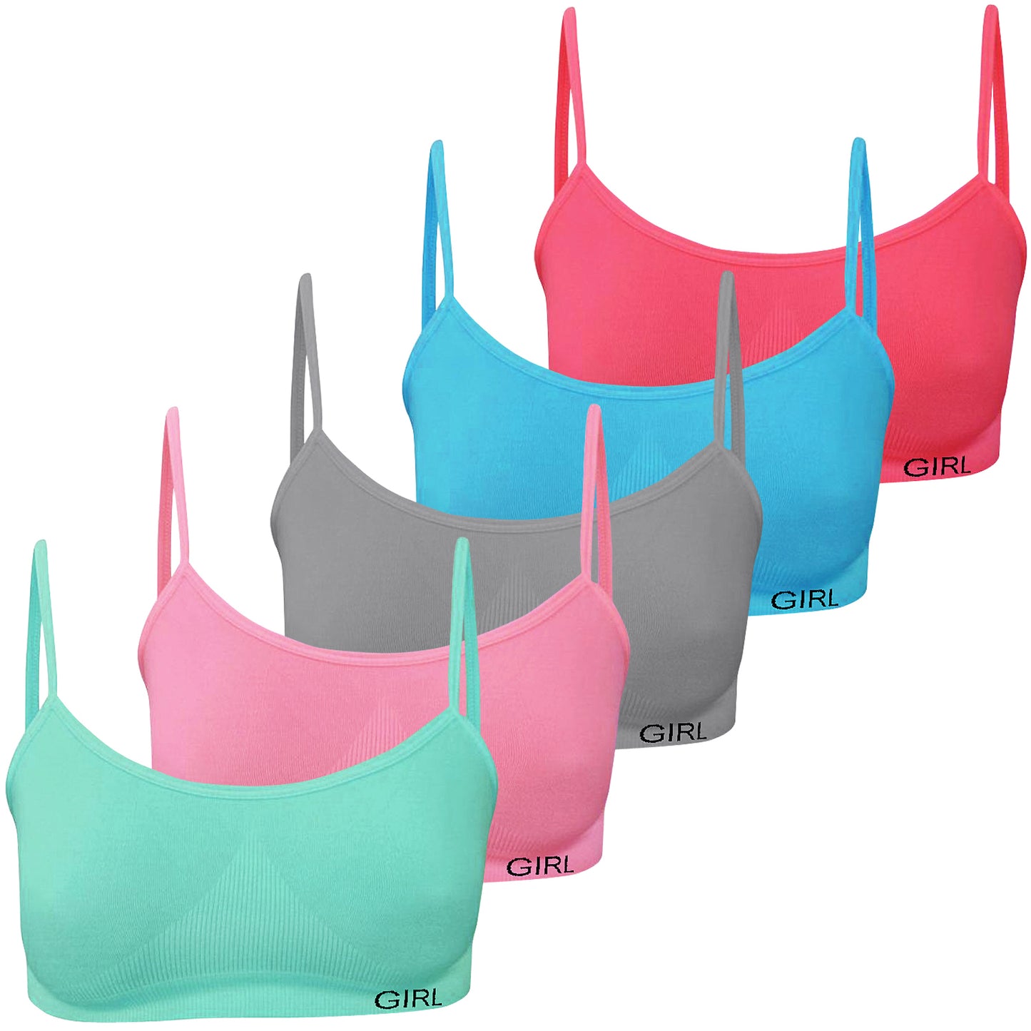 5er Set Mädchen Bustier - Nahtlos Mikrofaser - Bunt