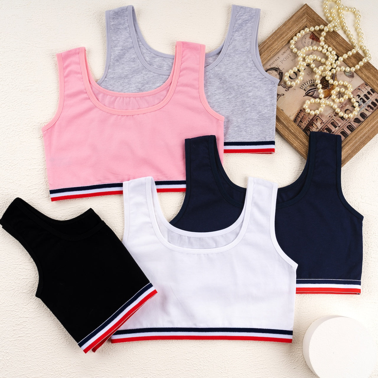 5er Set Mädchen Bustier - Streifen - Bunt