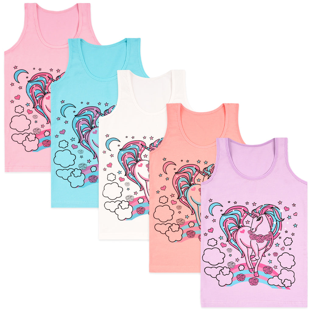 5er Set Mädchen Unterhemden - Unicorn - Bunt