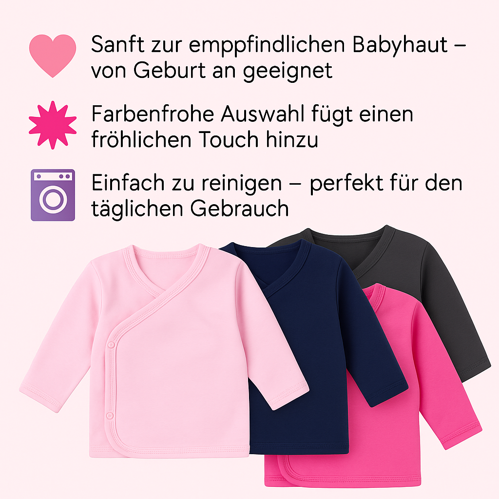 5er Set Mädchen Baby Wickelshirts langarm 100% Baumwolle