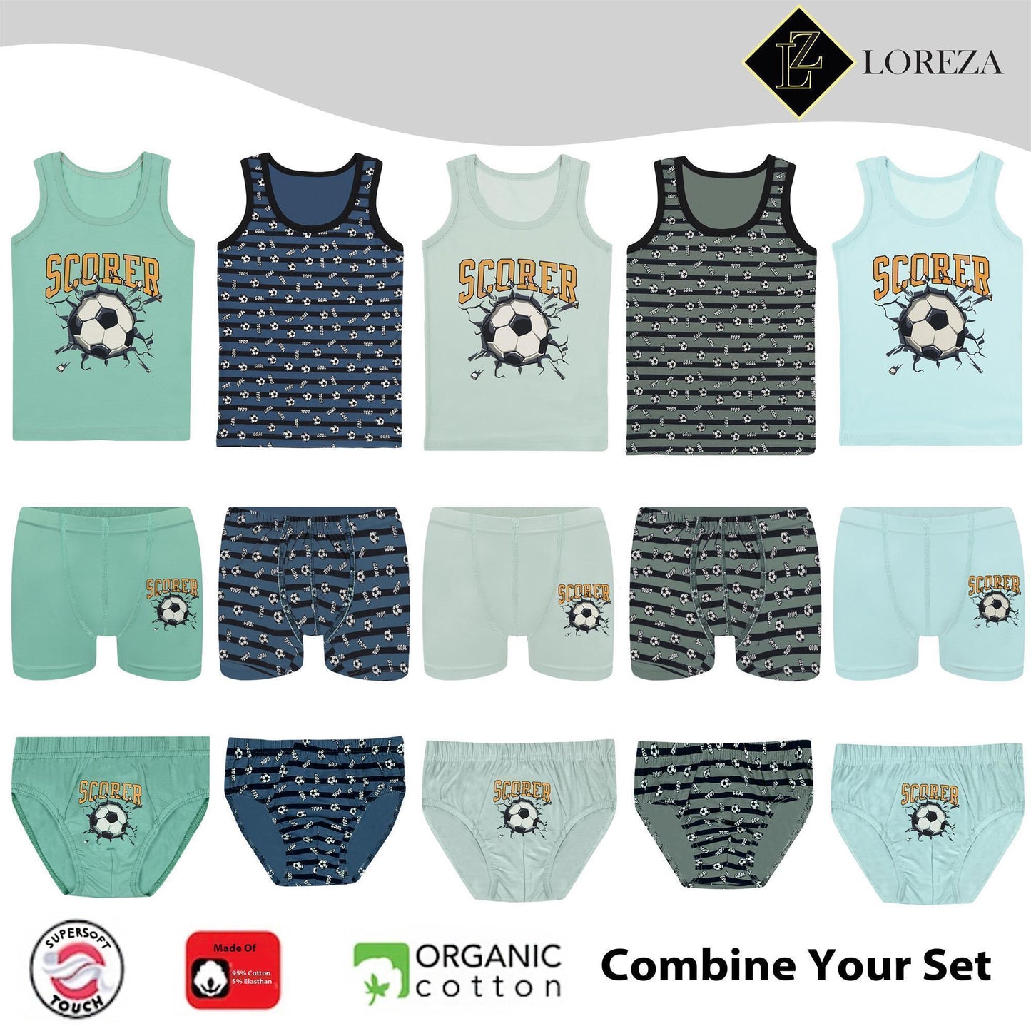 5er Set Jungen Unterhemden - Scorer - Bunt