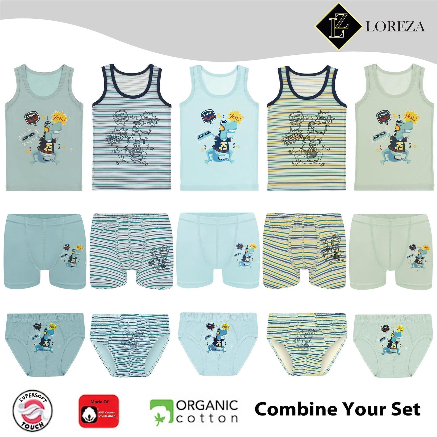 10er Set Jungen Slips - Dino - Bunt