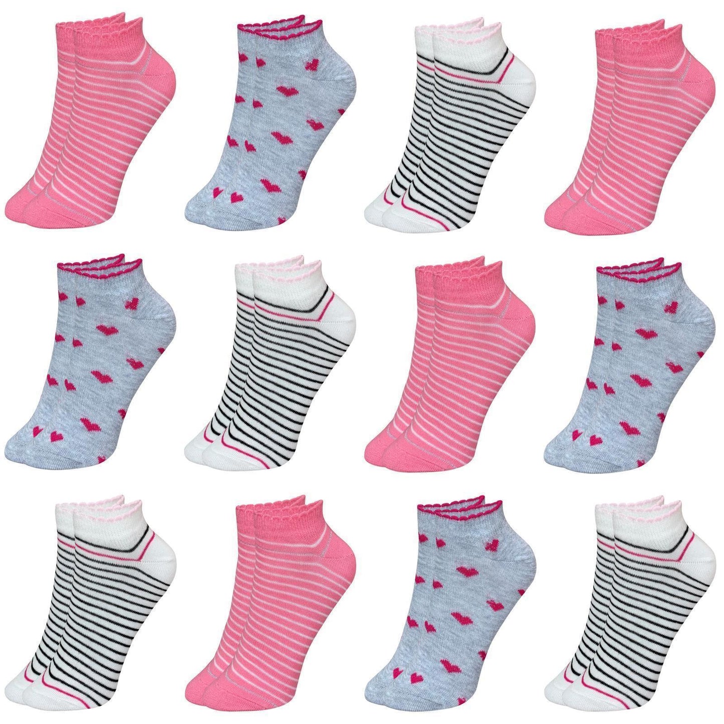 12 Paar Mädchen Socken Sneakersocken Kindersocken