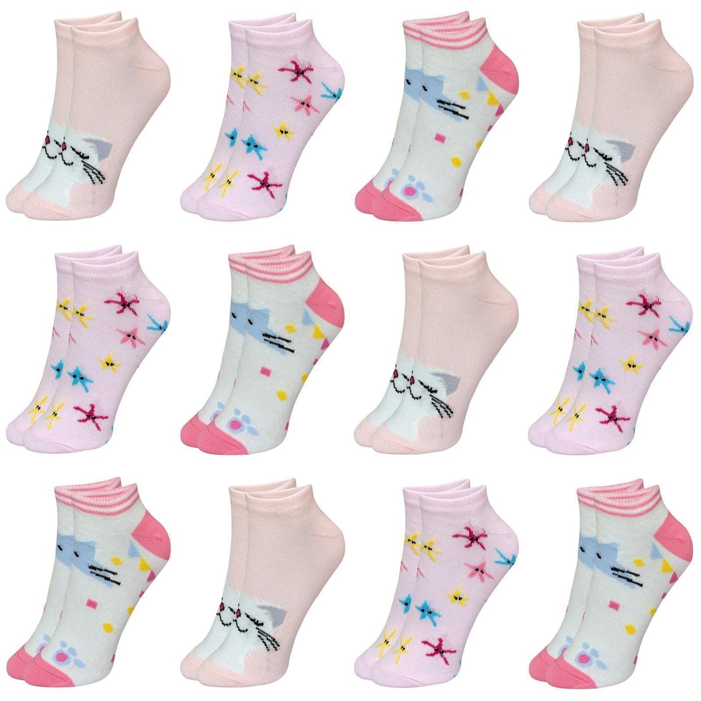 12 Paar Mädchen Socken Sneakersocken Kindersocken