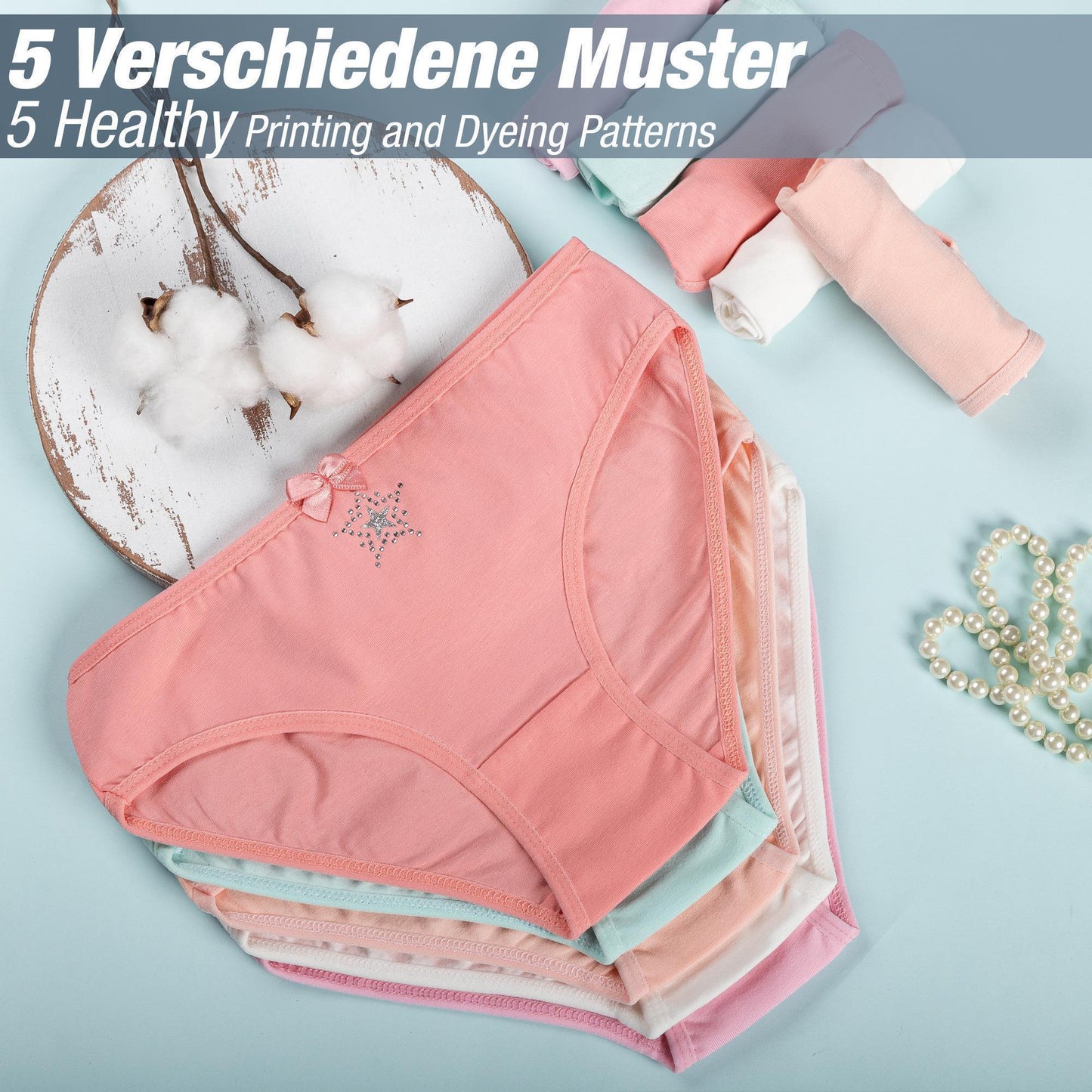 10er Set Mädchen Slips - Strass - Bunt