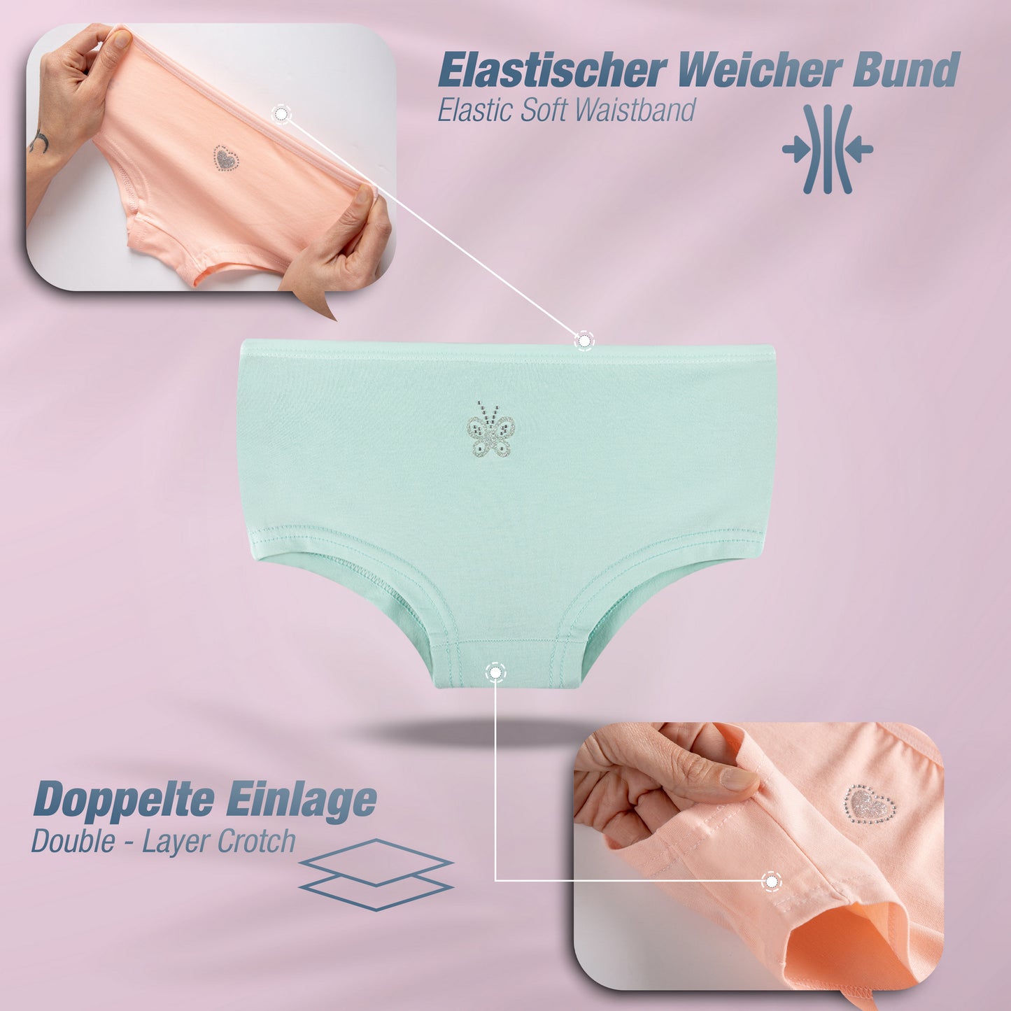 10er Set Mädchen Pantys - Strass - Mehrfarbig