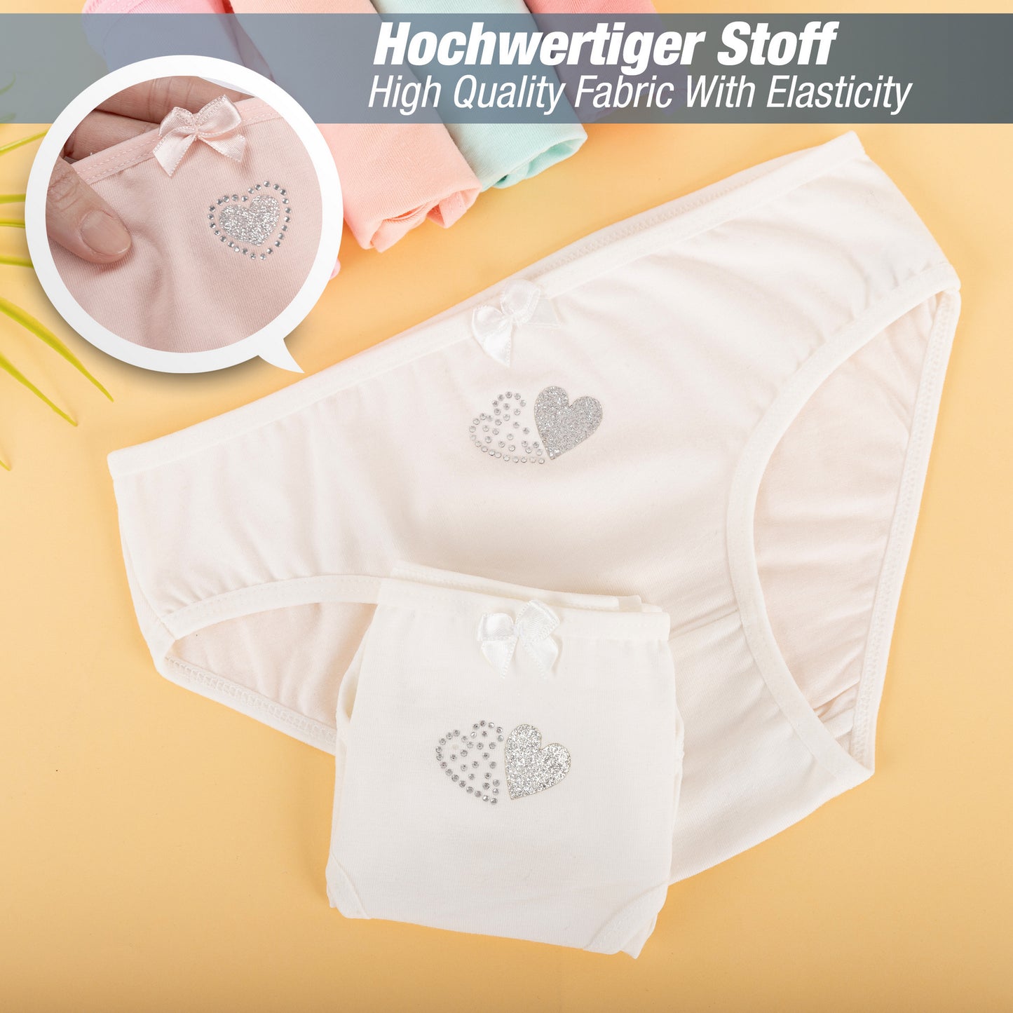 10er Set Mädchen Slips - Strass - Bunt