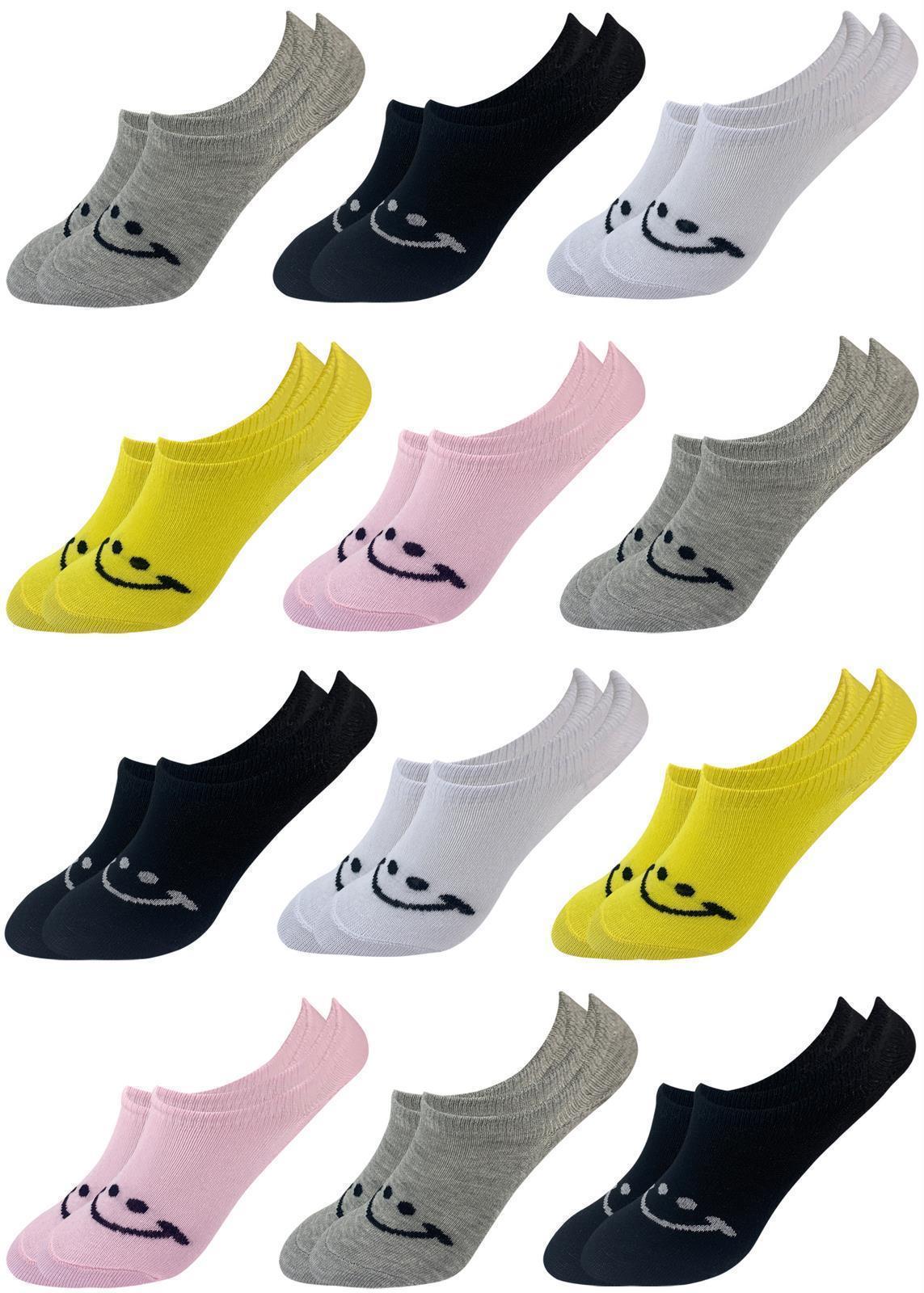 12 Paar Mädchen Socken Füsslinge Sneakersocken Sneaker - Smiley - Gr.21-36