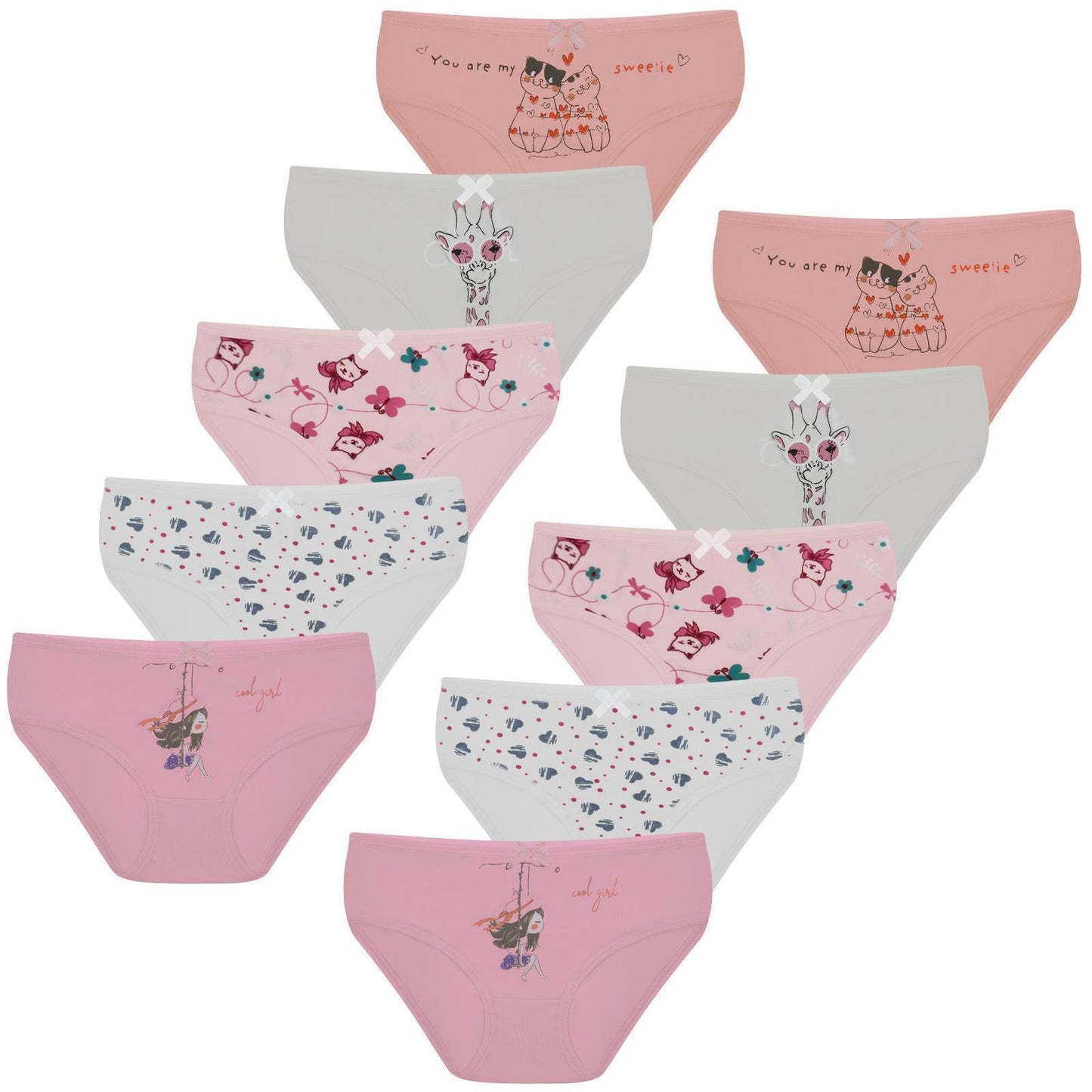 10 Mädchen Slips aus Baumwolle Unterhosen Gr.92-158