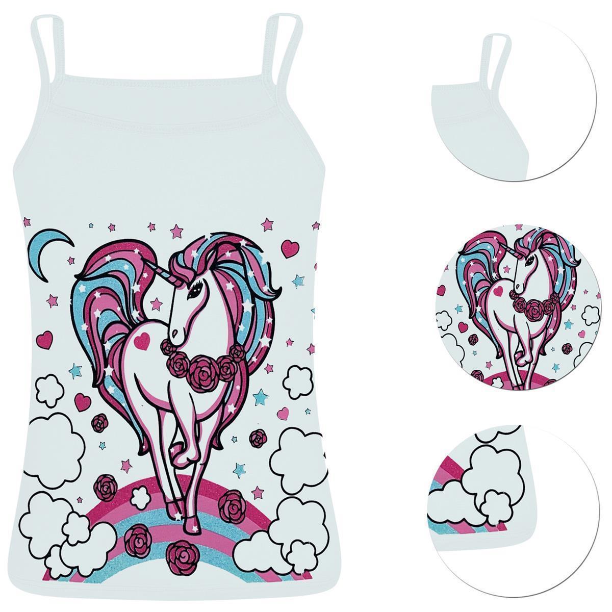 5er Set Mädchen Unterhemden - Unicorn - Bunt