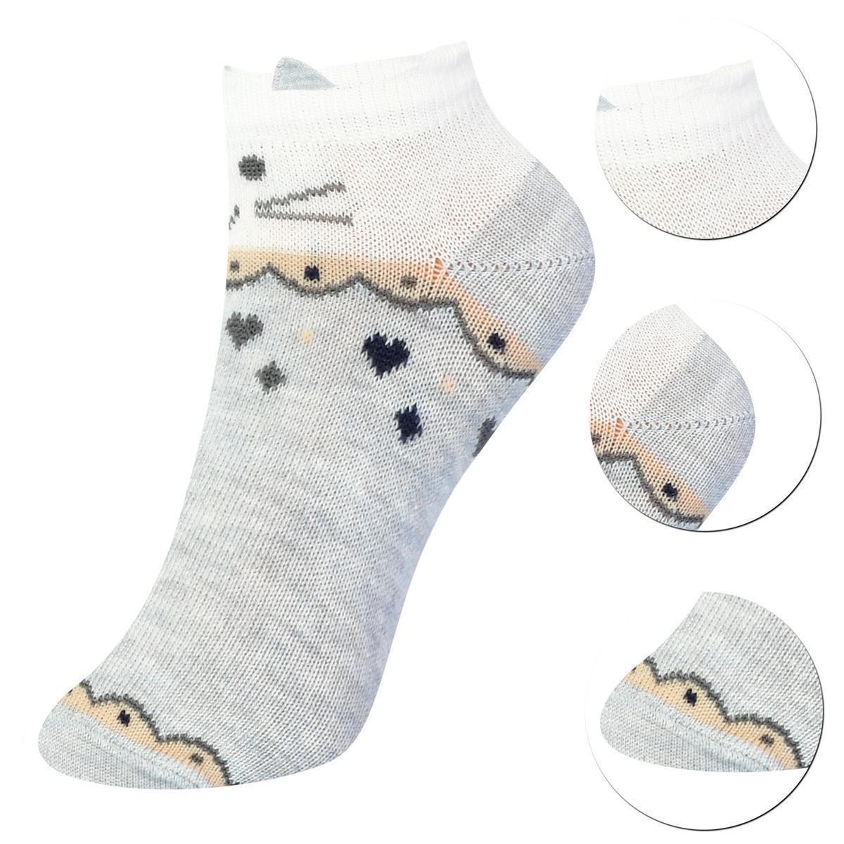 12 Paar Mädchen Kurzsocken - Katze - Mehrfarbig