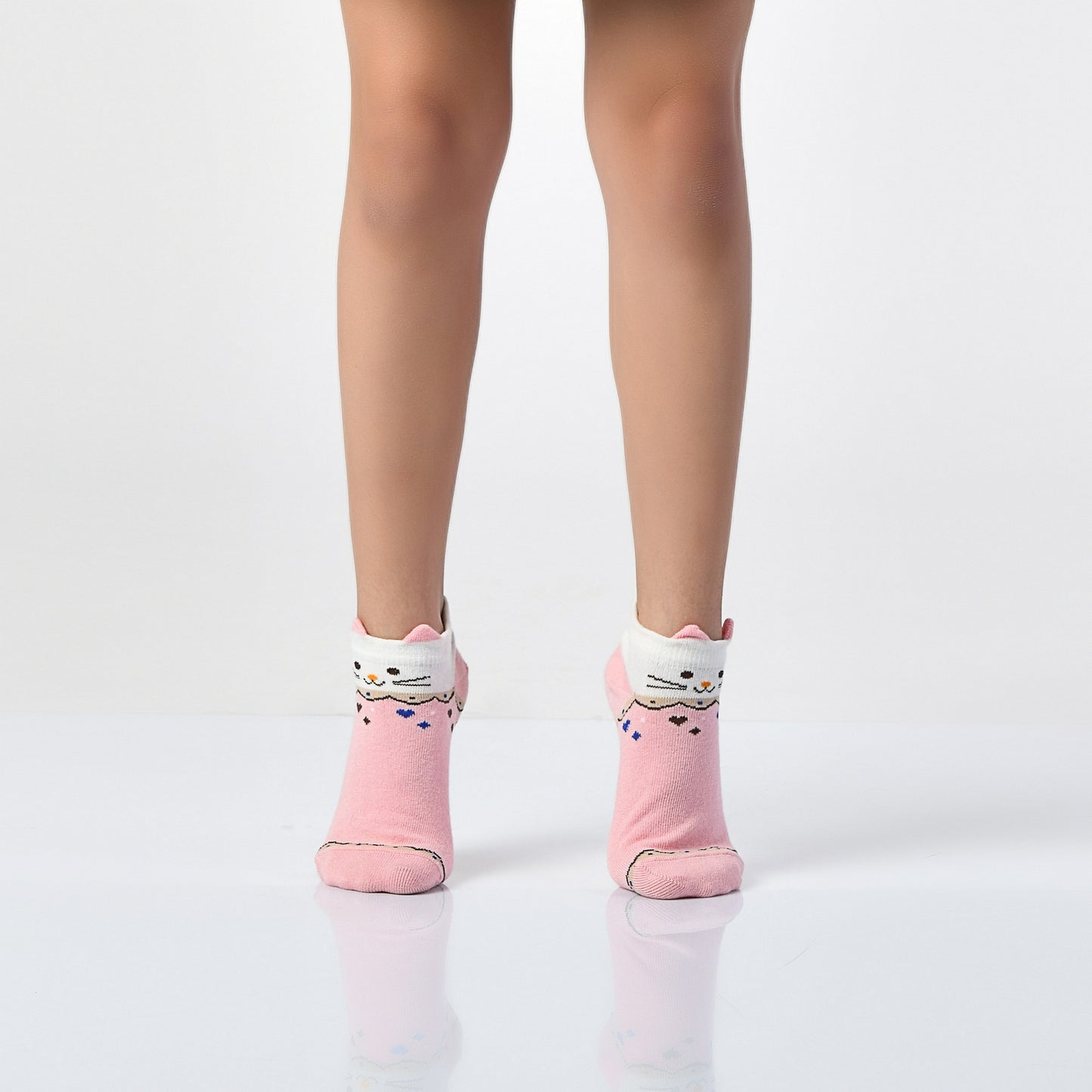 12 Paar Mädchen Kurzsocken - Katze - Mehrfarbig