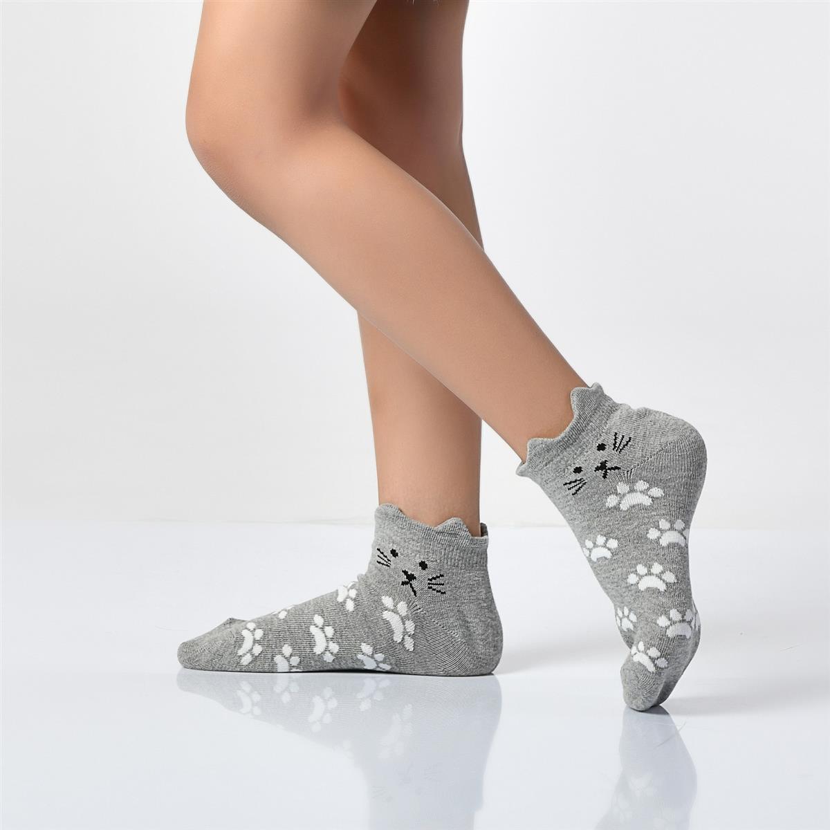 12 Paar Mädchen Kurzsocken - Katze - Mehrfarbig