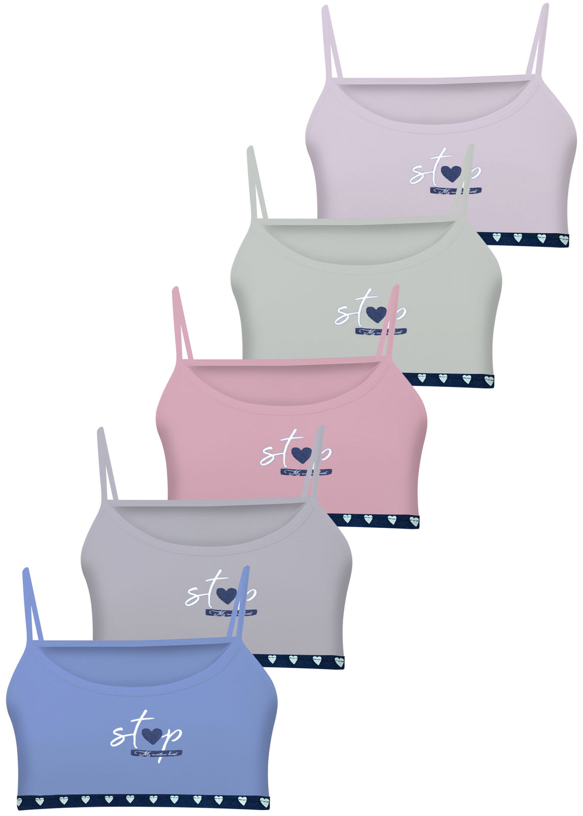 5 Mädchen Bustier Baumwolle Unterwäsche Sport BH 140-170