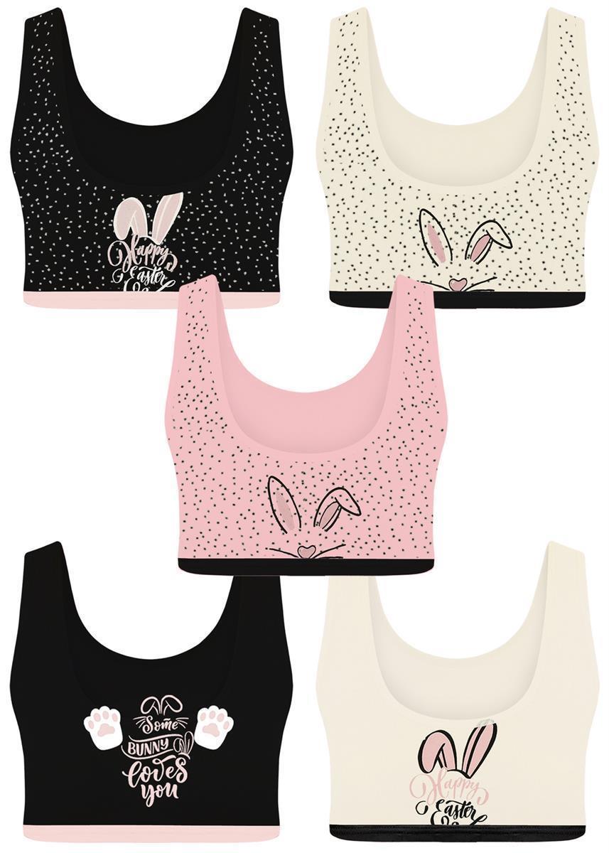 5 Mädchen Bustier Baumwolle Bunny Unterwäsche Sport BH 140-170