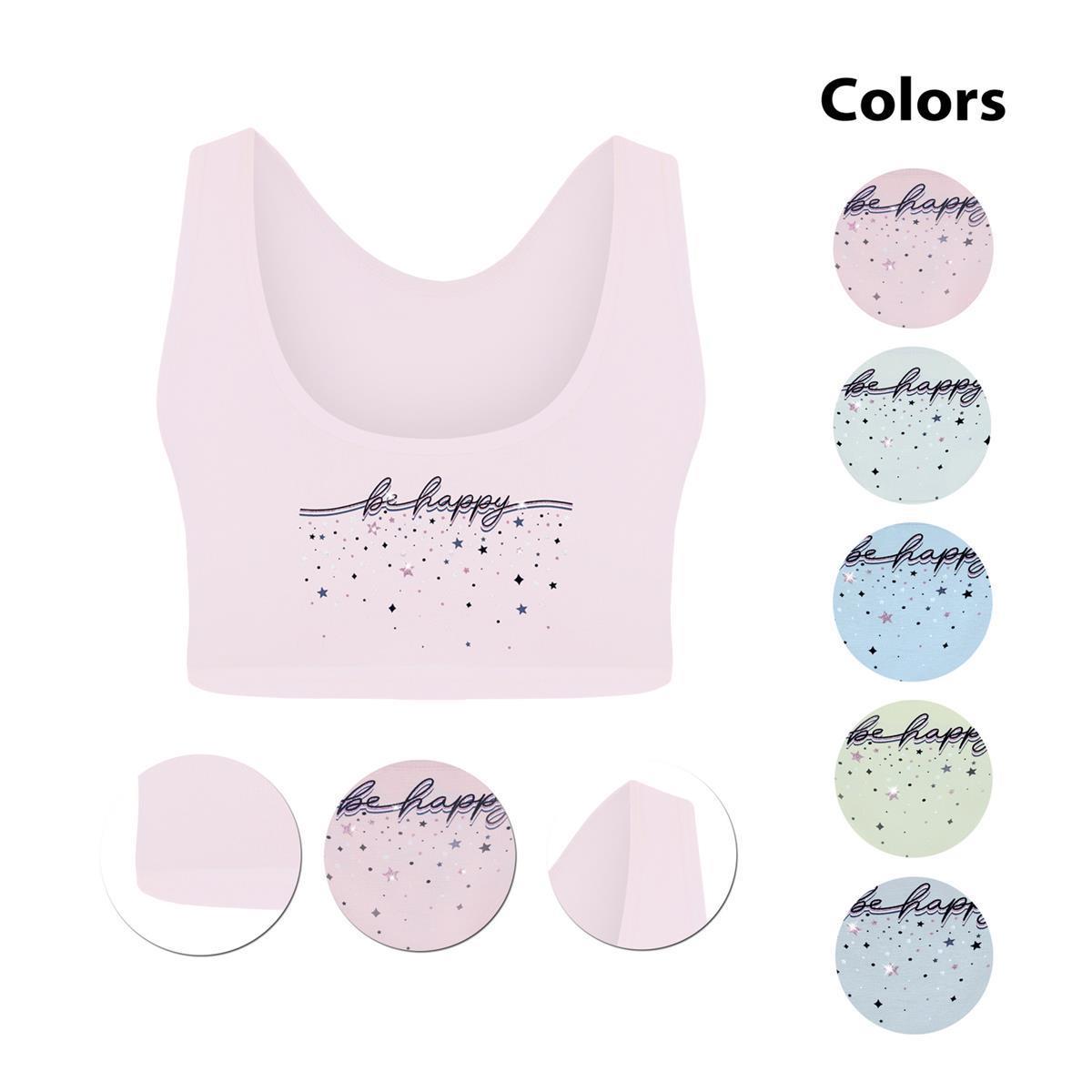 5 Mädchen Bustier Baumwolle Glitzer Unterwäsche Sport BH 140-170
