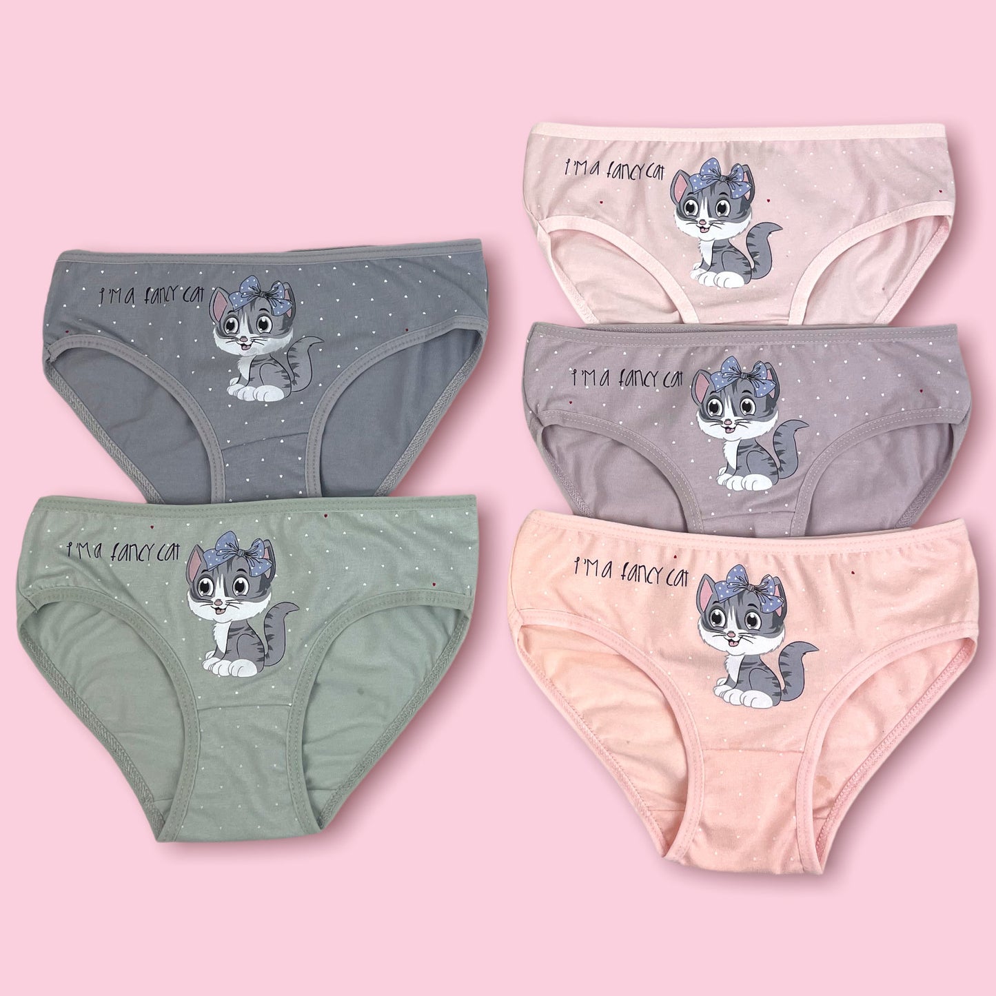10 Mädchen Kinder Slips Katze Baumwolle Unterhosen Unterwäsche 92-146