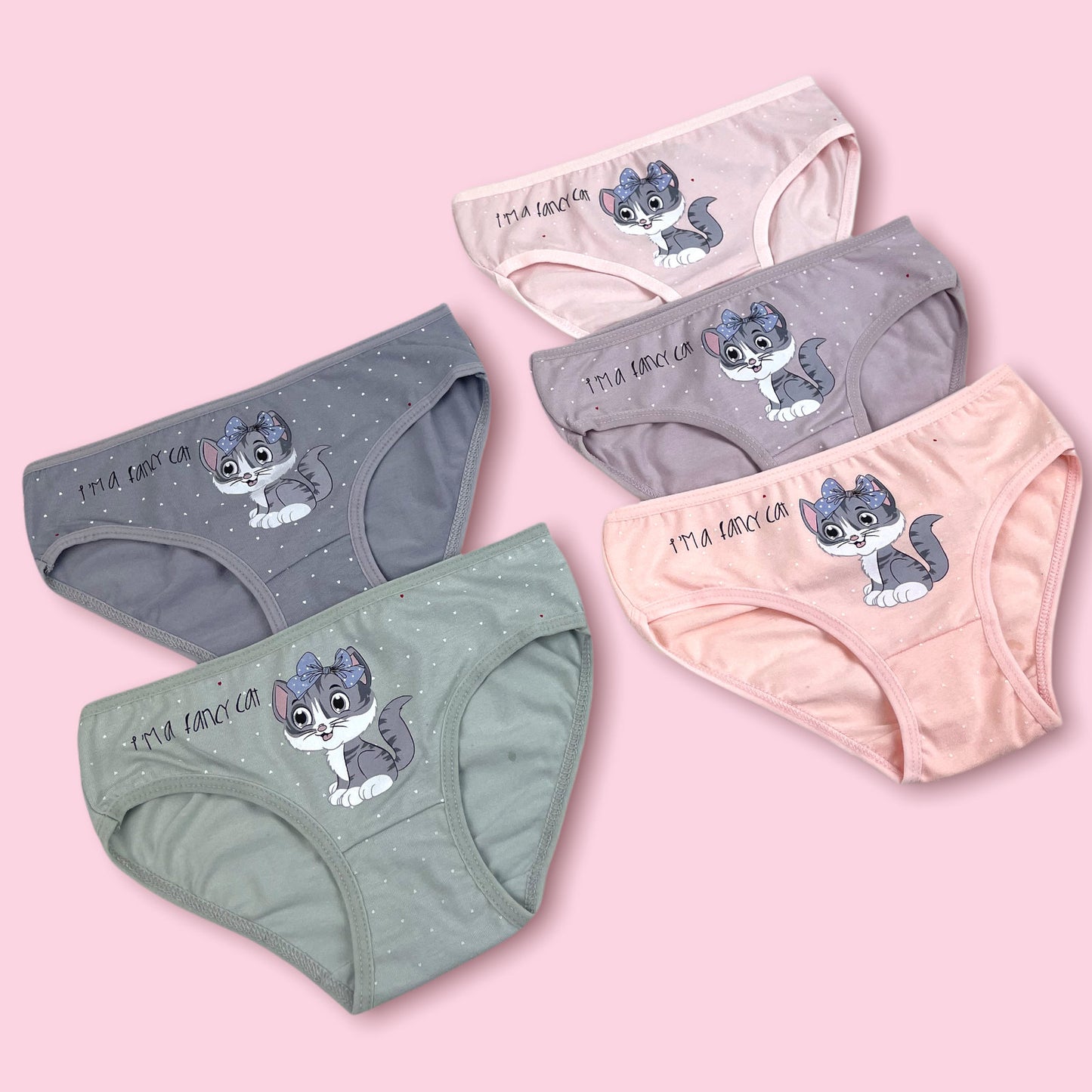 10 Mädchen Kinder Slips Katze Baumwolle Unterhosen Unterwäsche 92-146