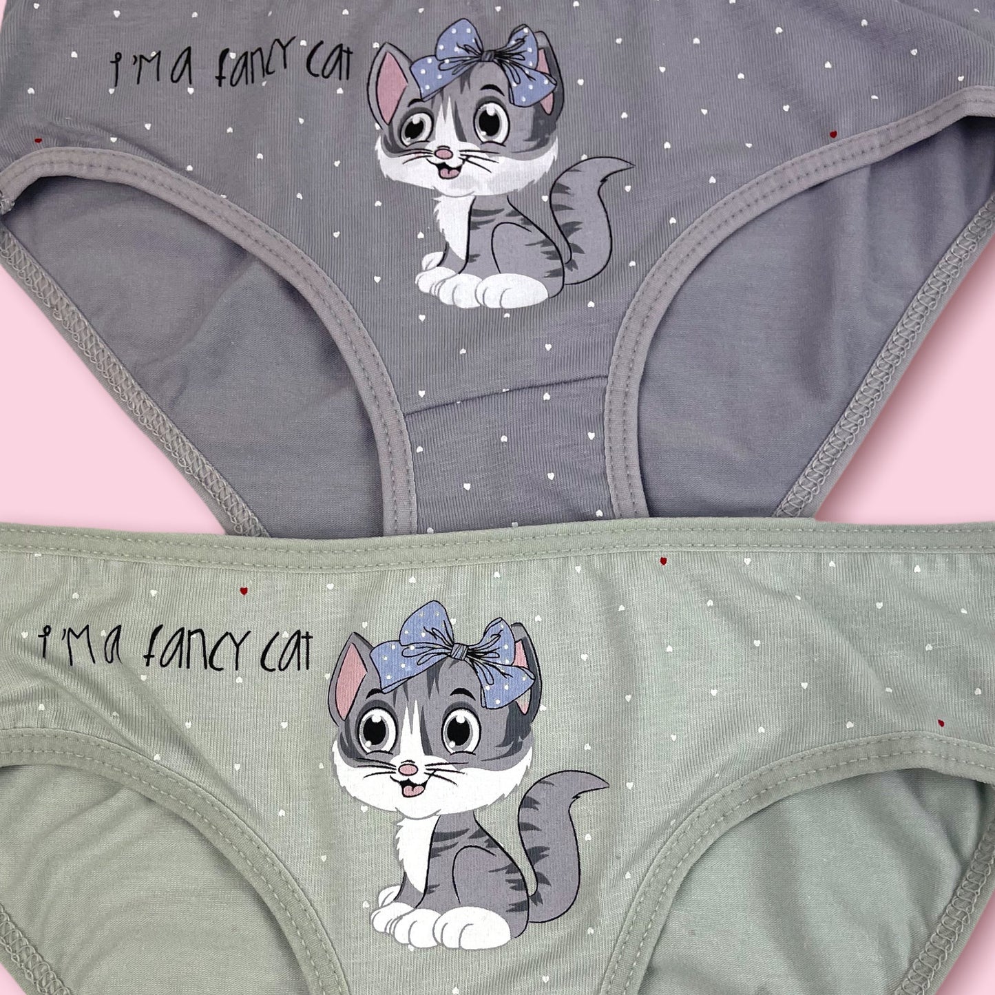 10 Mädchen Kinder Slips Katze Baumwolle Unterhosen Unterwäsche 92-146