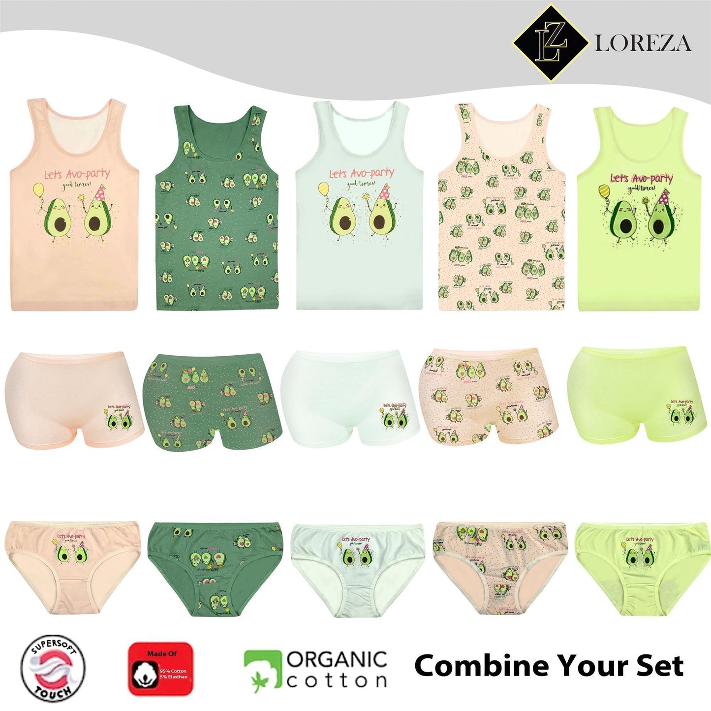 5 Mädchen Pantys aus Baumwolle - Avocado