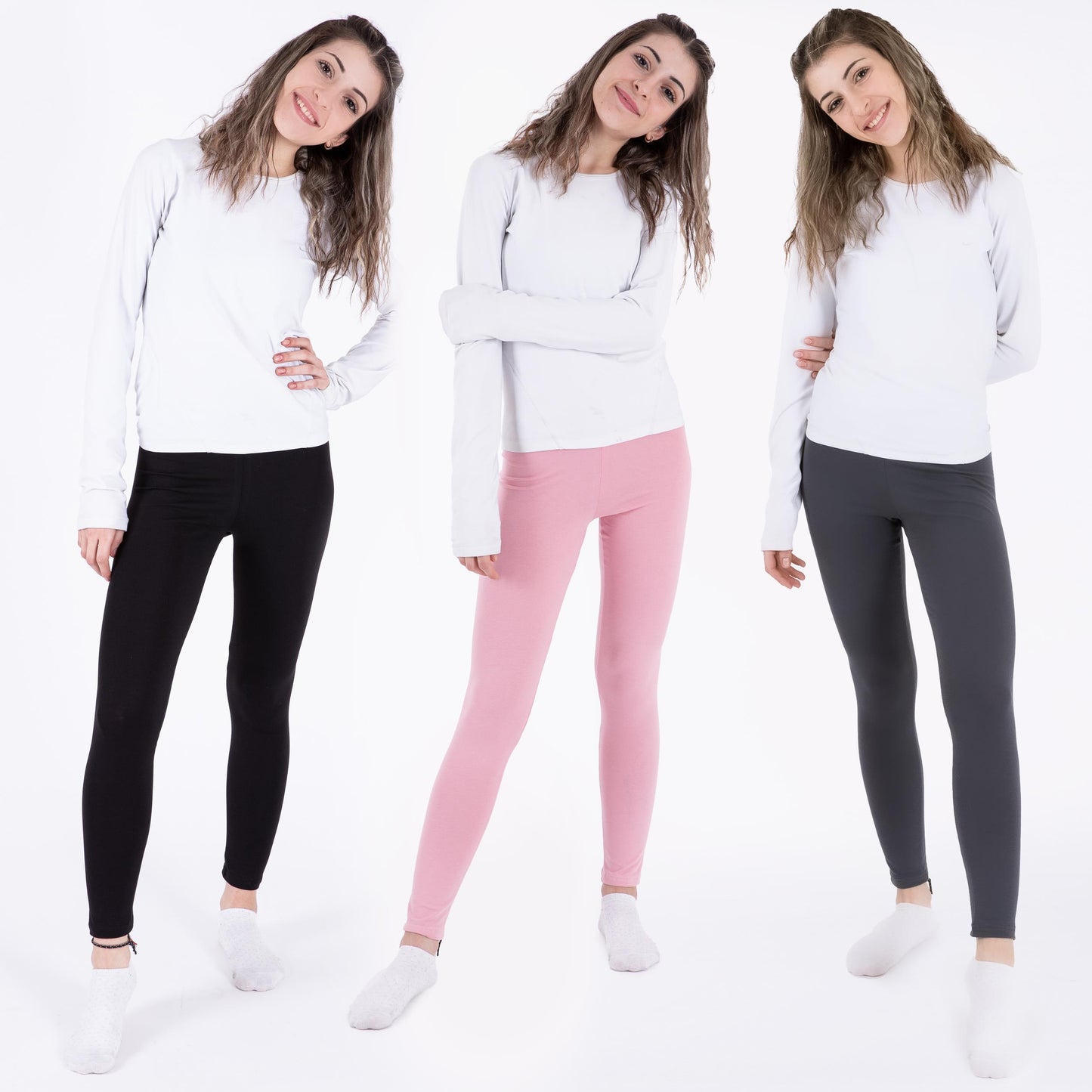 3 Mädchen Leggings Set lang Baumwolle blickdicht Freizeithose elastisch
