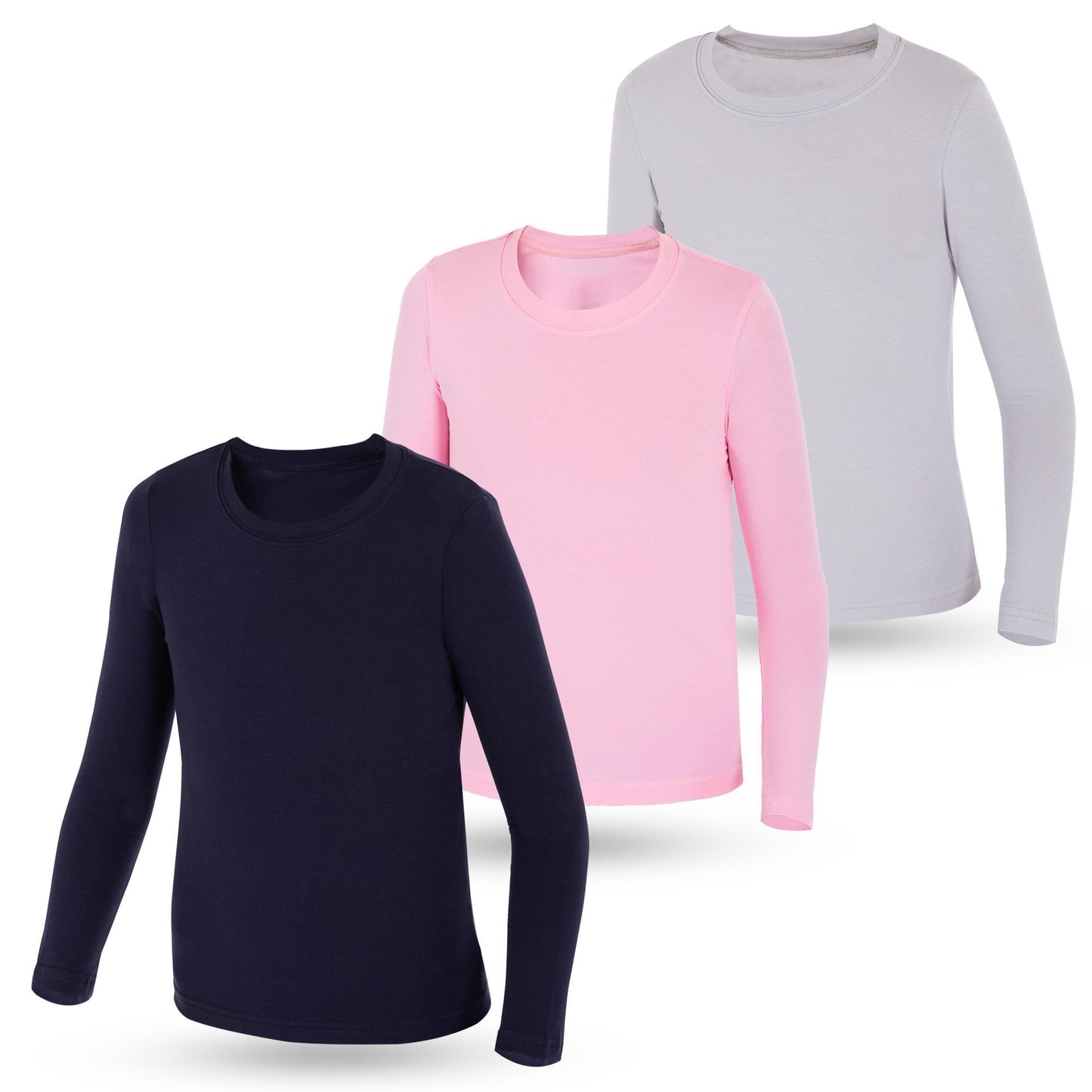 3er Set Mädchen Langarmshirts - Basics - Mehrfarbig