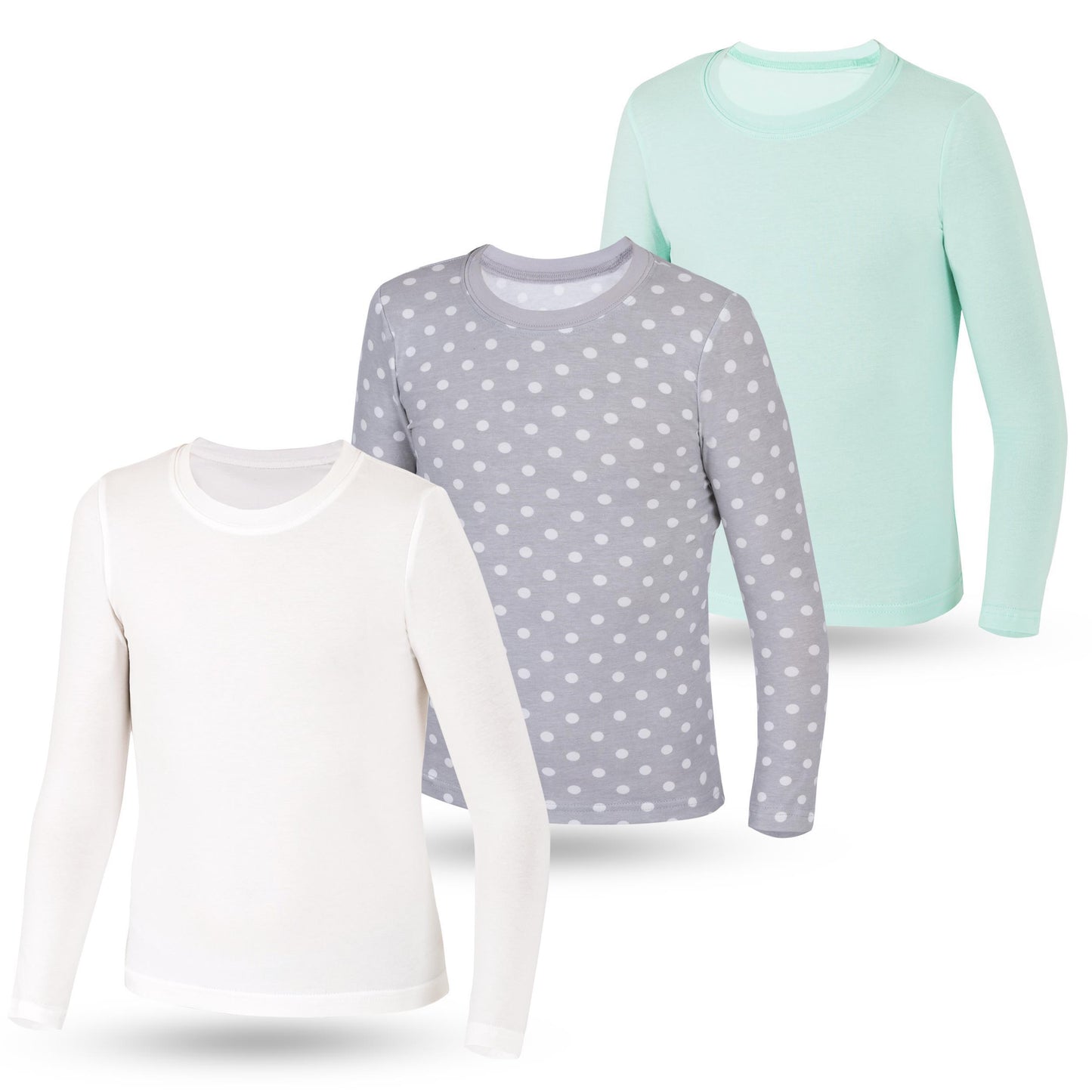 3er Set Mädchen Langarmshirts - Basics - Mehrfarbig
