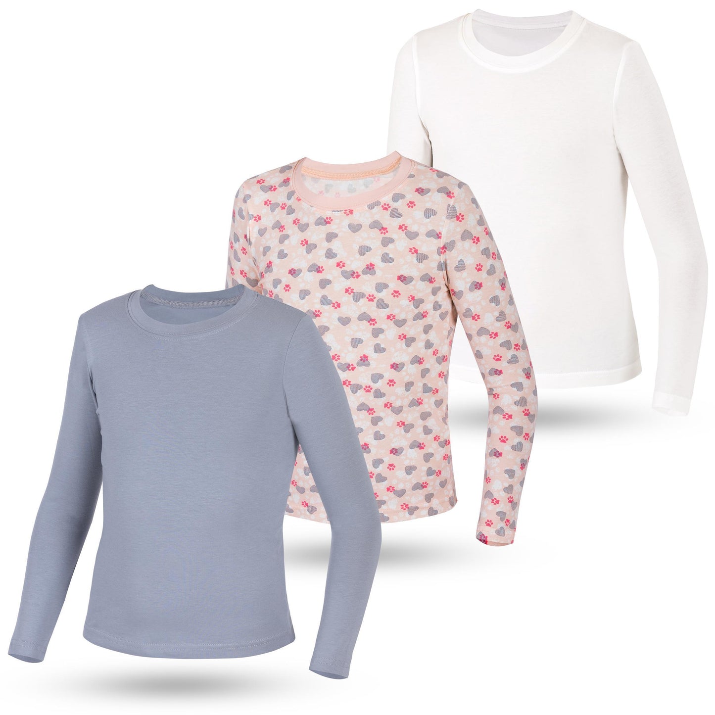3er Set Mädchen Langarmshirts - Basics - Mehrfarbig