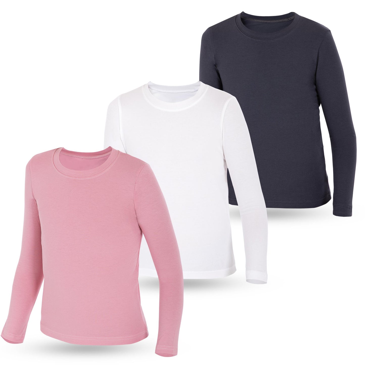 3er Set Mädchen Langarmshirts - Basics - Mehrfarbig