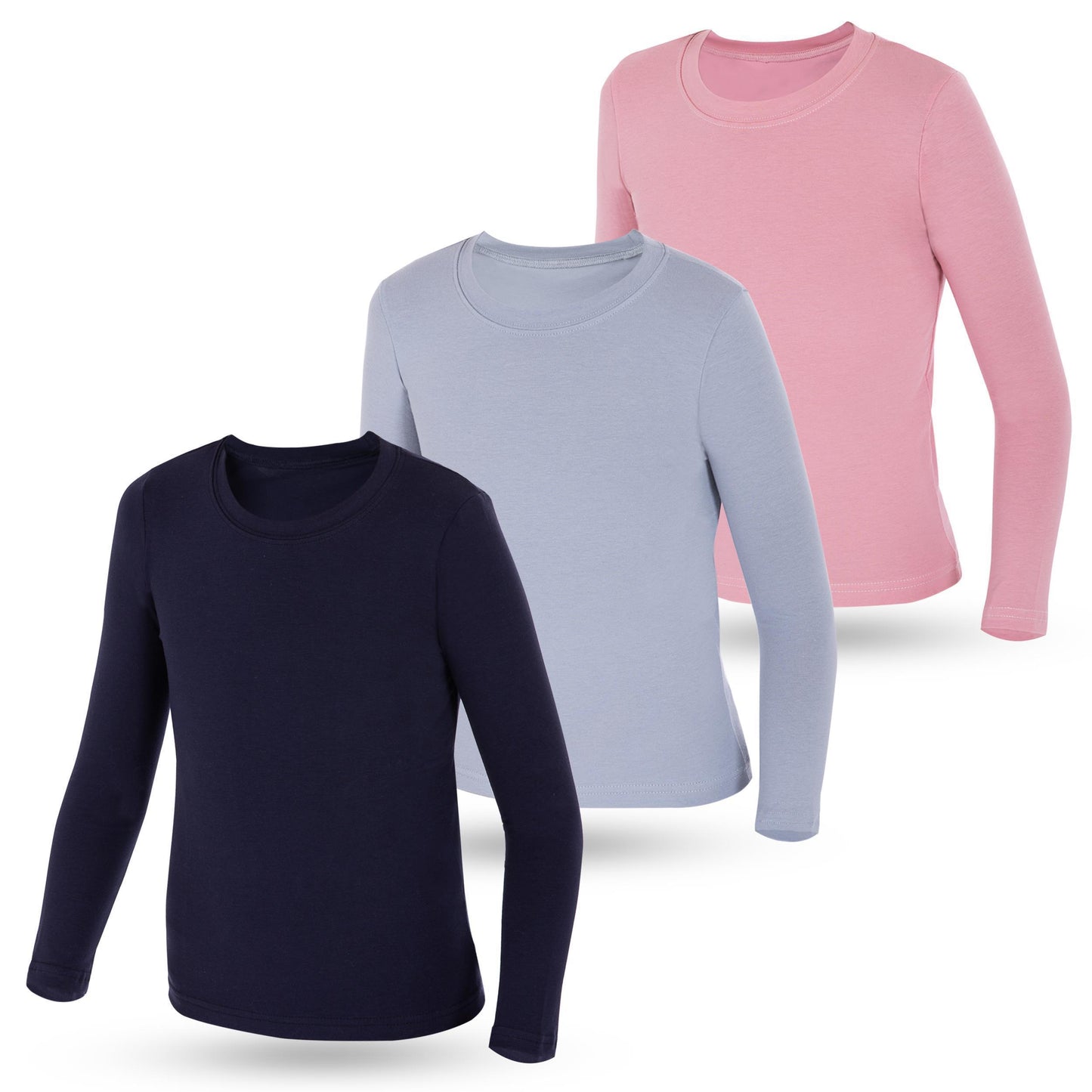 3er Set Mädchen Langarmshirts - Basics - Mehrfarbig