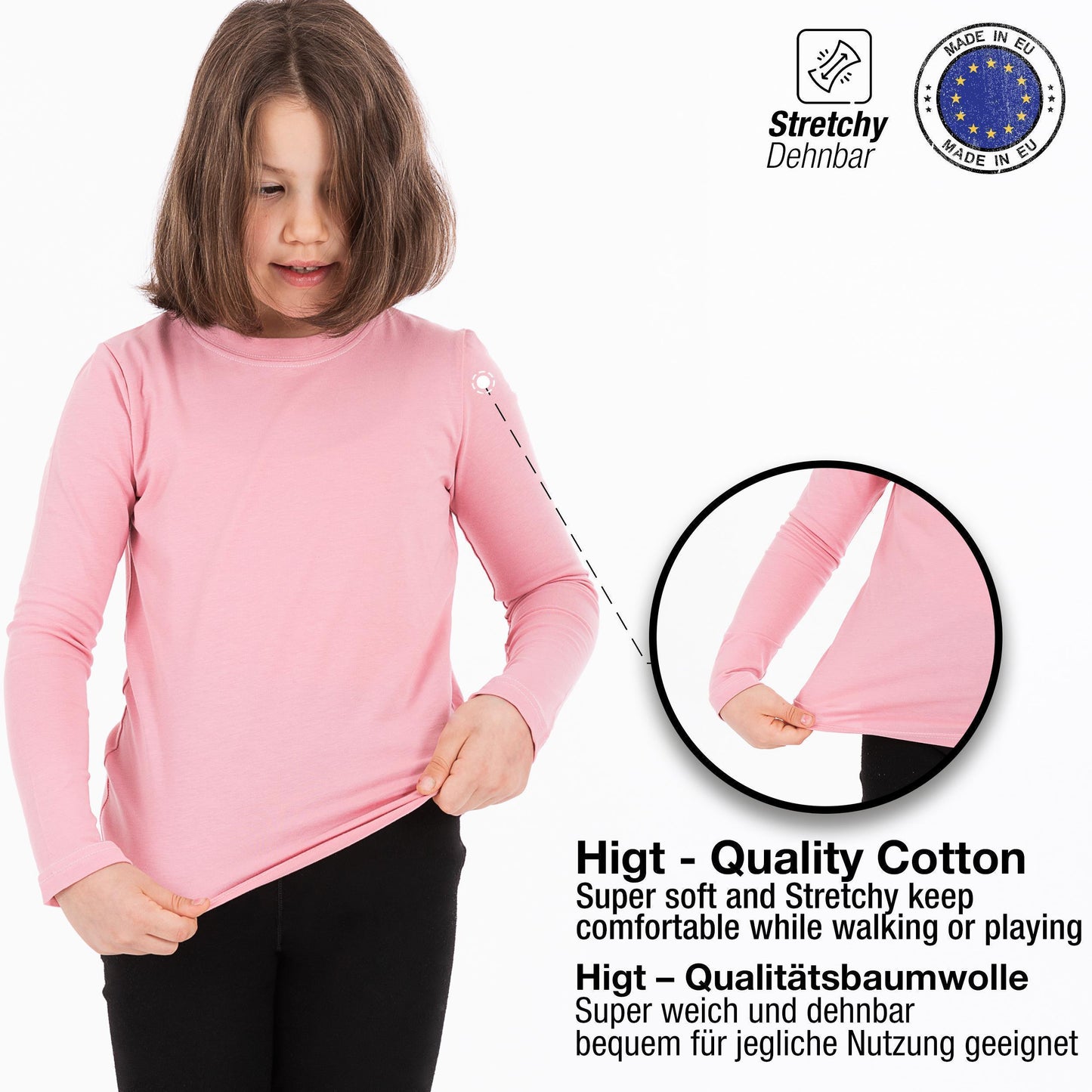 3er Set Mädchen Langarmshirts - Basics - Mehrfarbig
