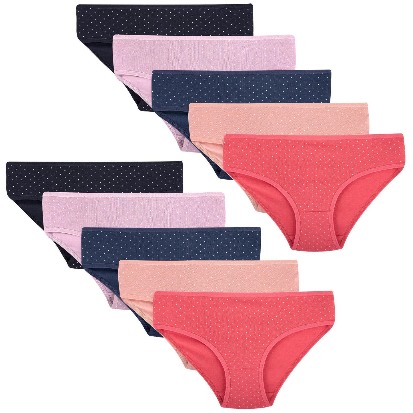 10er Set Mädchen Slips - Punkte - Bunt