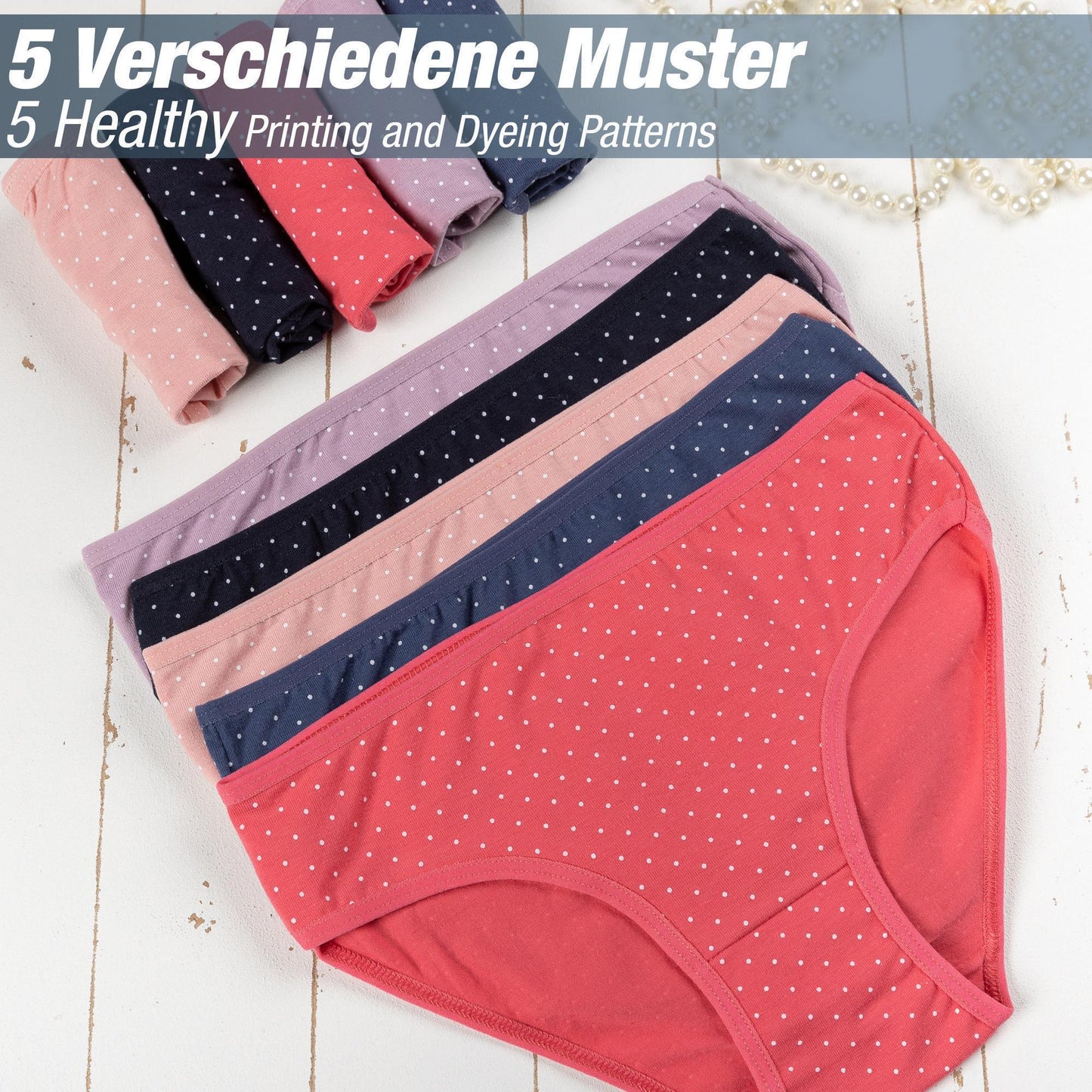 10er Set Mädchen Slips - Punkte - Bunt