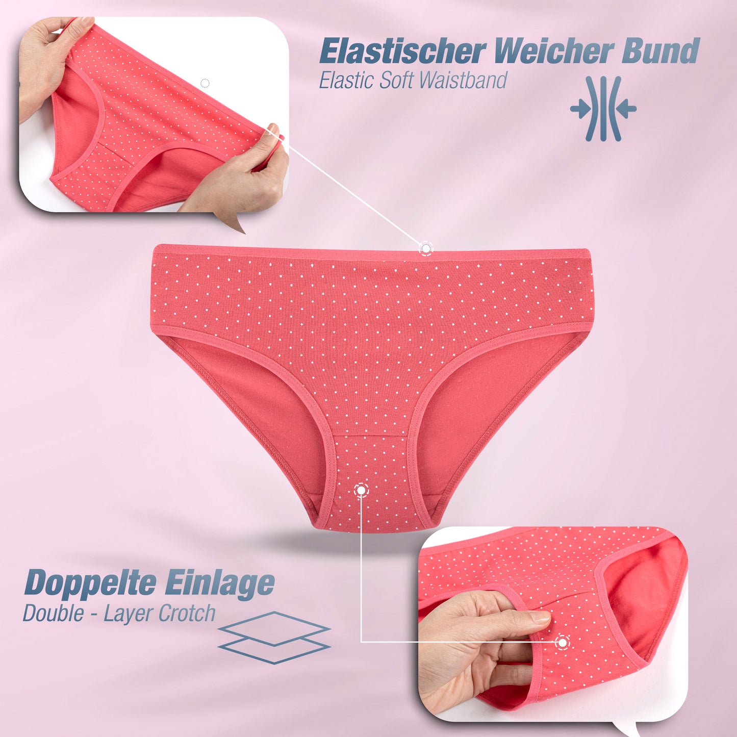 10er Set Mädchen Slips - Punkte - Bunt