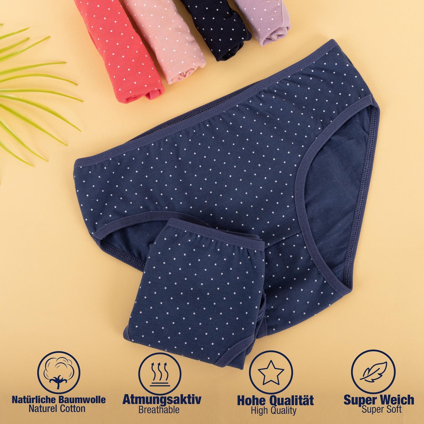 10er Set Mädchen Slips - Punkte - Bunt