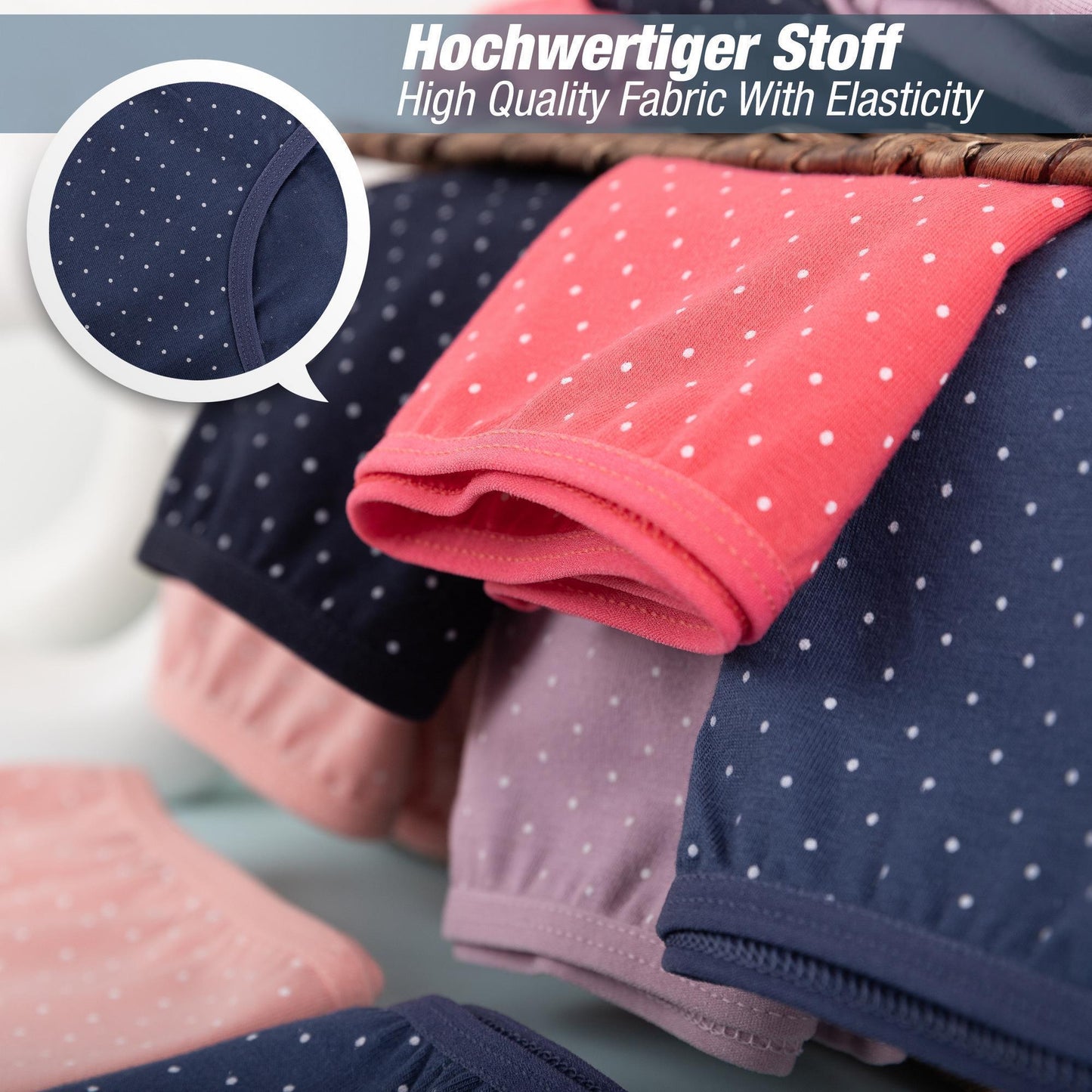 10er Set Mädchen Slips - Punkte - Bunt