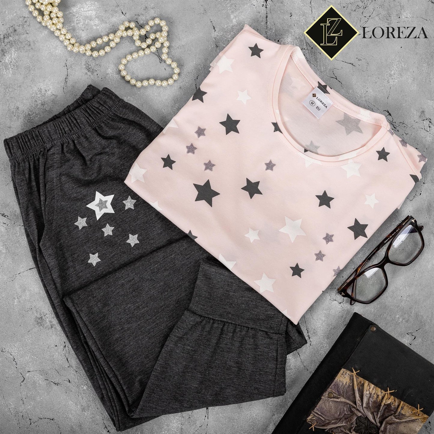 Damen Pyjama Set zweiteiliger Schlafanzug Hausanzug Nachtwäsche langarm S-XL