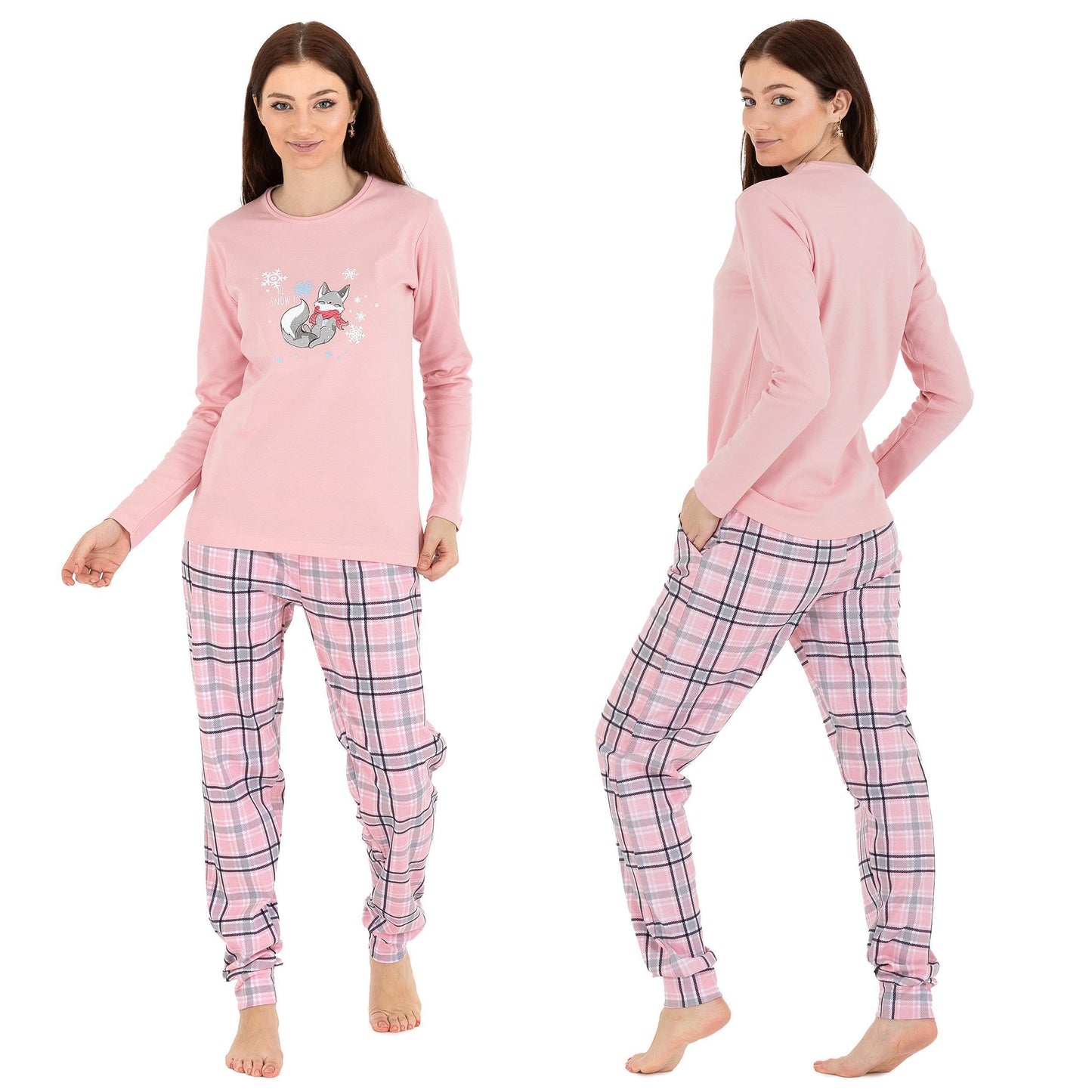 Schlafanzug Pyjama langarm- Interlock - Rosa