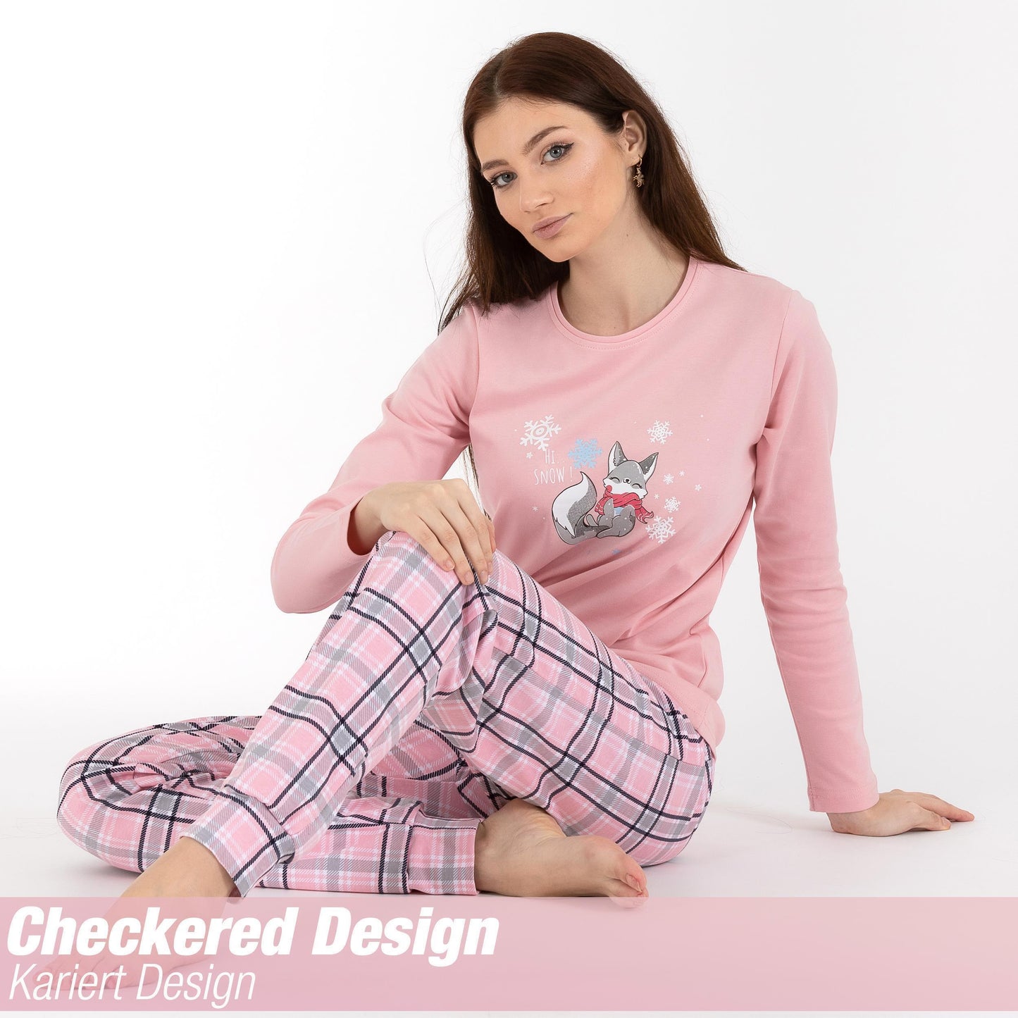 Schlafanzug Pyjama langarm- Interlock - Rosa