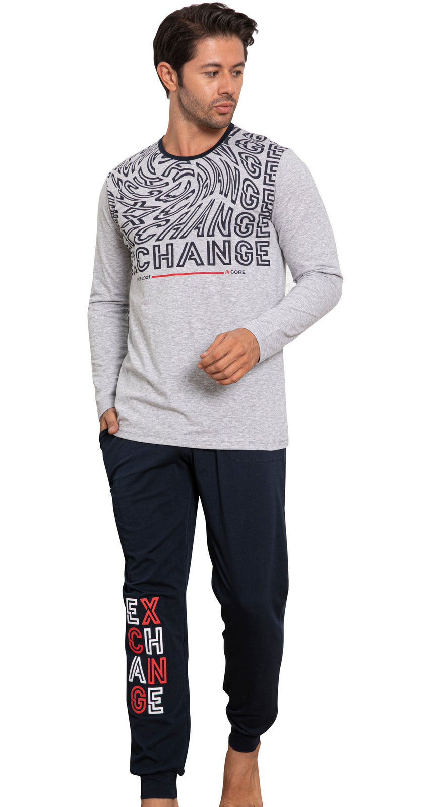 Herren Pyjama langarm Set Schlafanzug Hausanzug Nachtwäsche Baumwolle M-2XL
